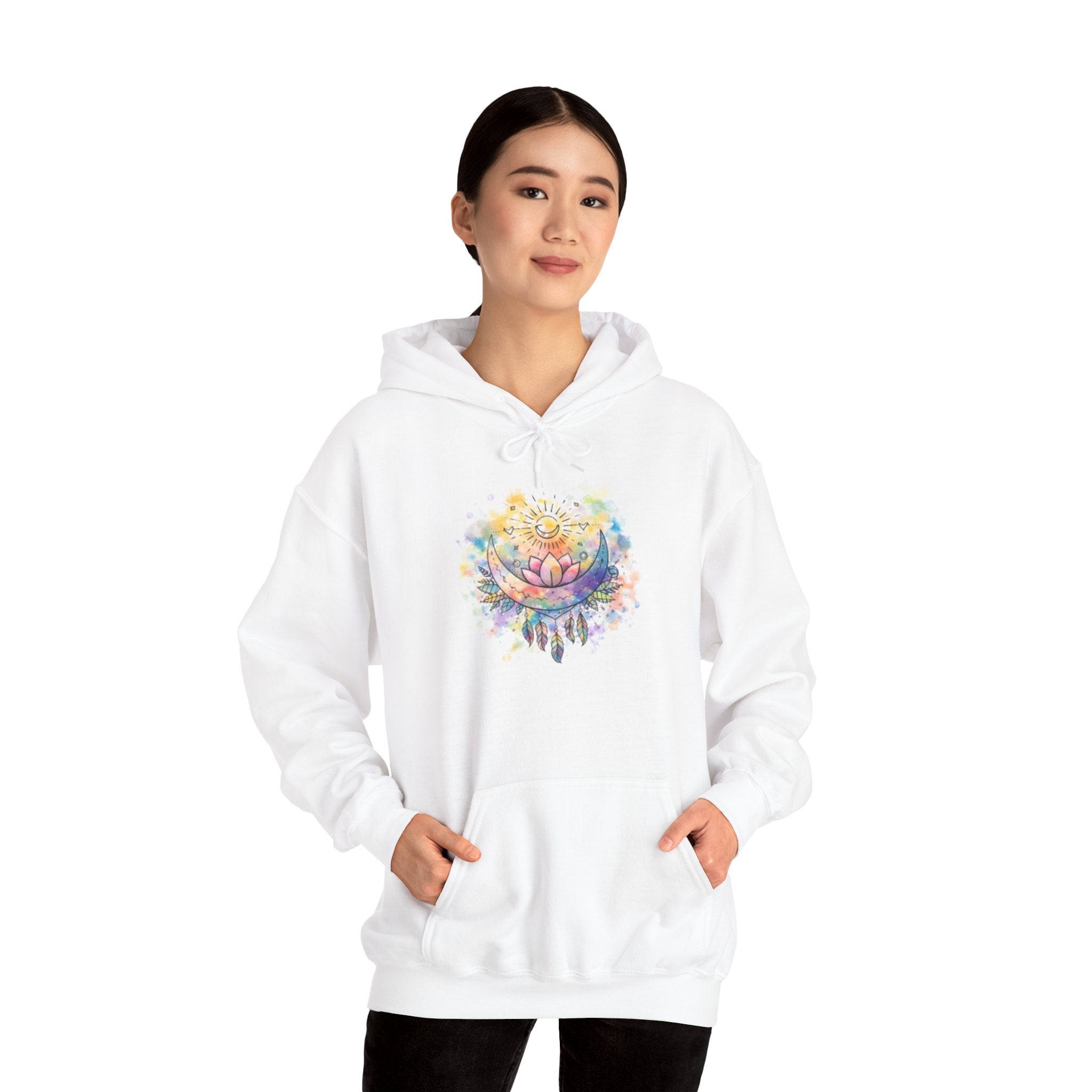 Lotus Watercolor Hoodie – Boho Spiritual Yoga Sweatshirt