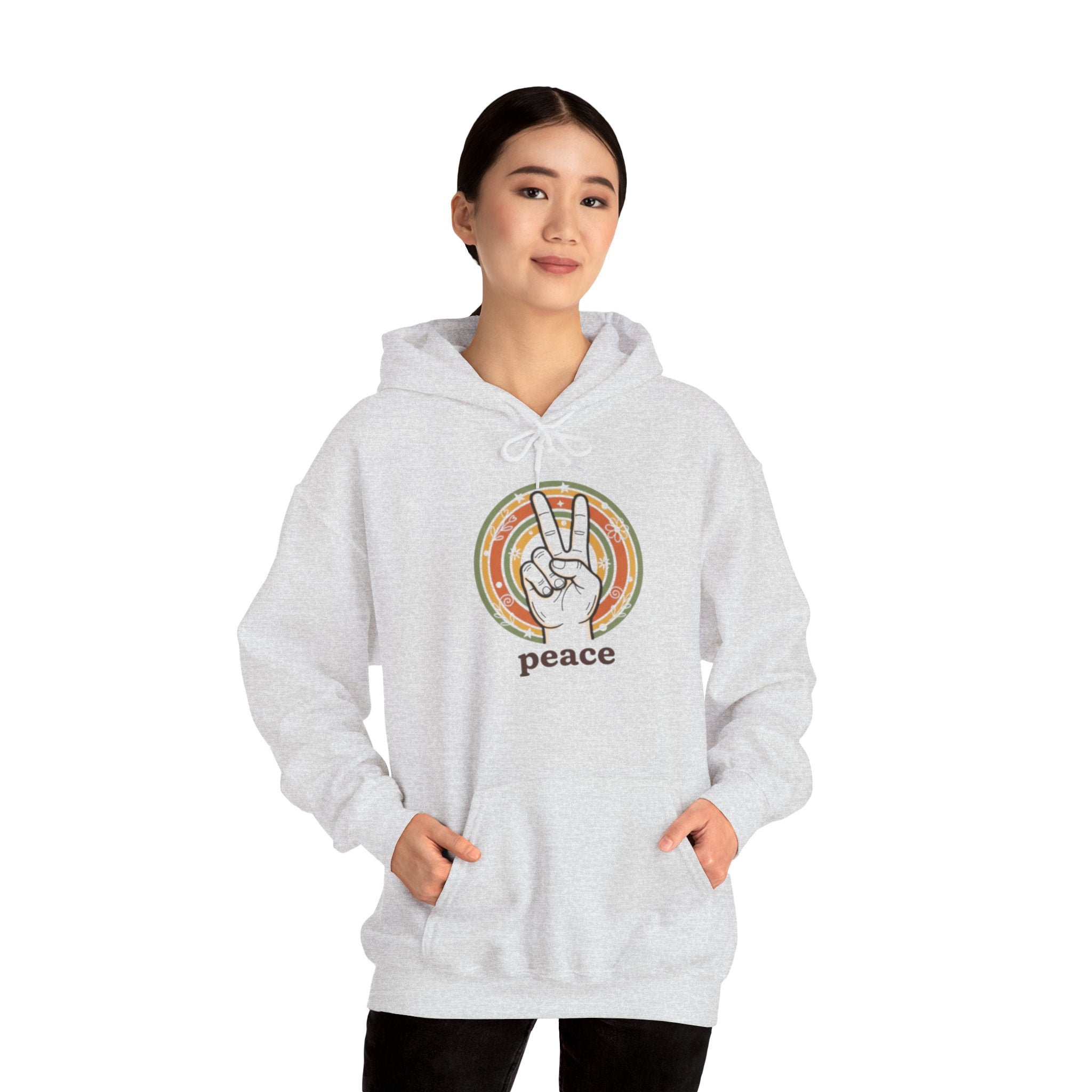 Peace Sign Hoodie — Retro Vibe Peace Hand Graphic Sweatshirt