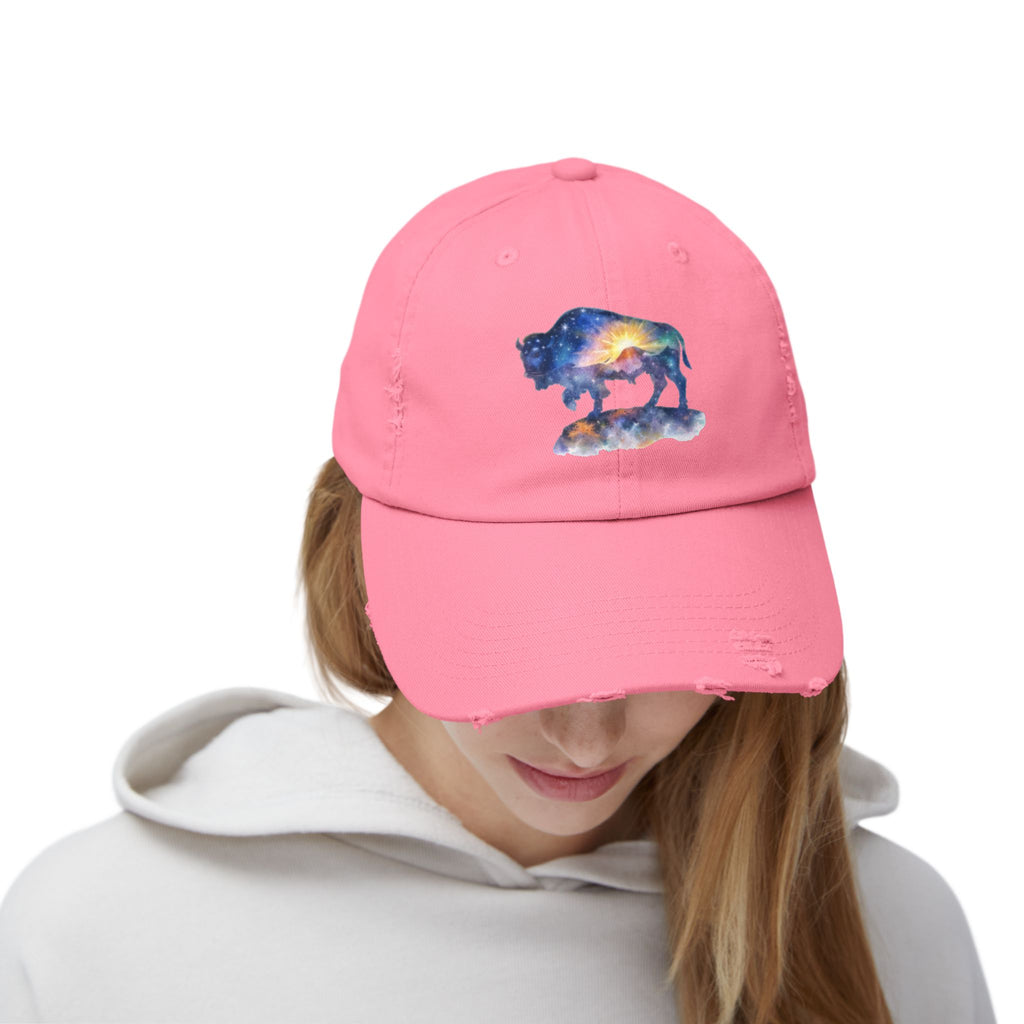 Distressed Bison Hat — Galaxy Sky Bison Cap