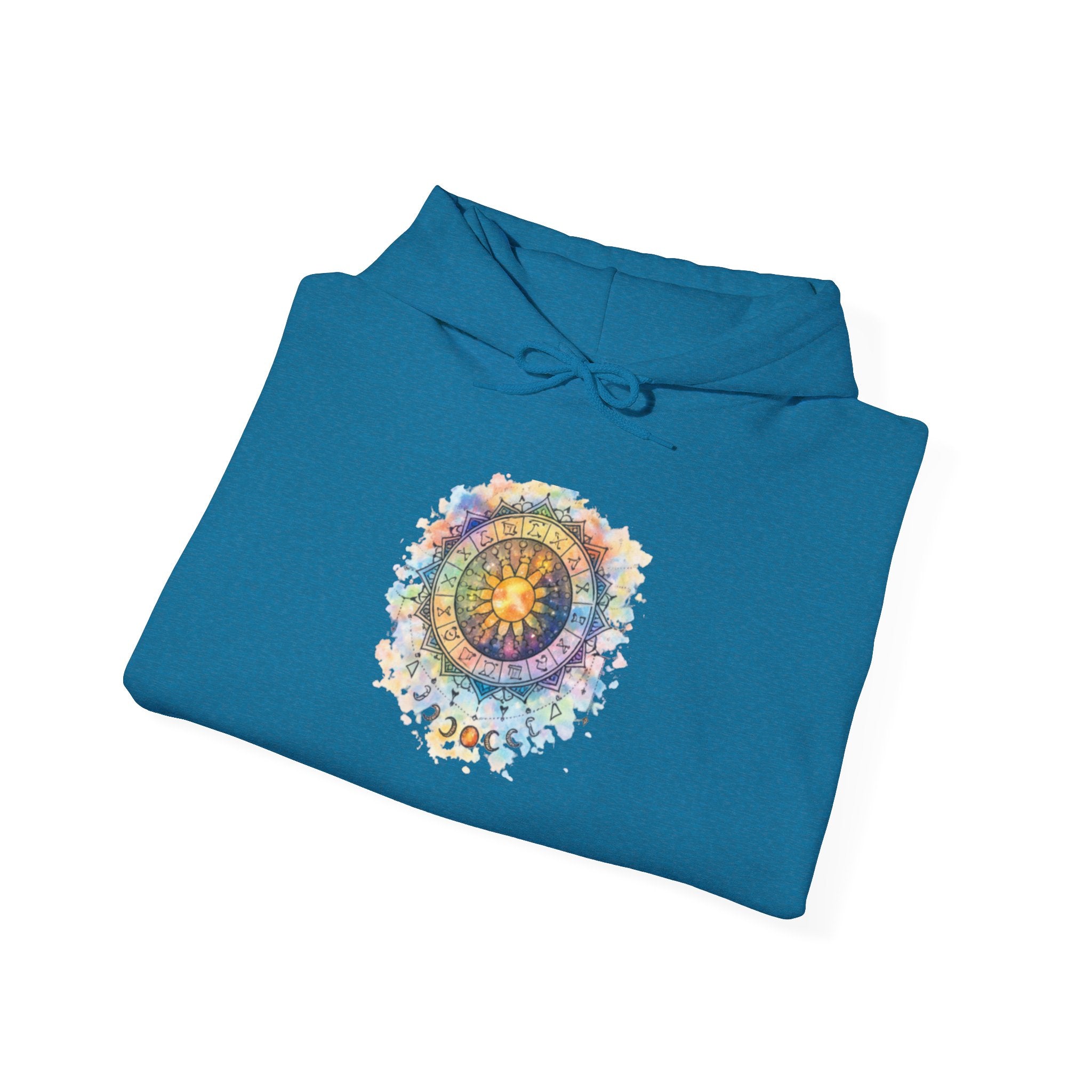 Astrology Compass Hoodie — Boho Tie-Dye Mandala Graphic