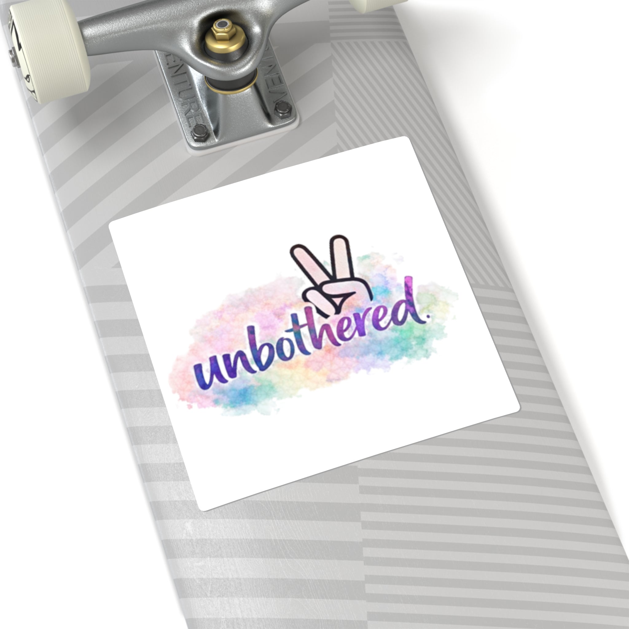 Unbothered Peace Sign Square Sticker — Pastel Watercolor Laptop Decal