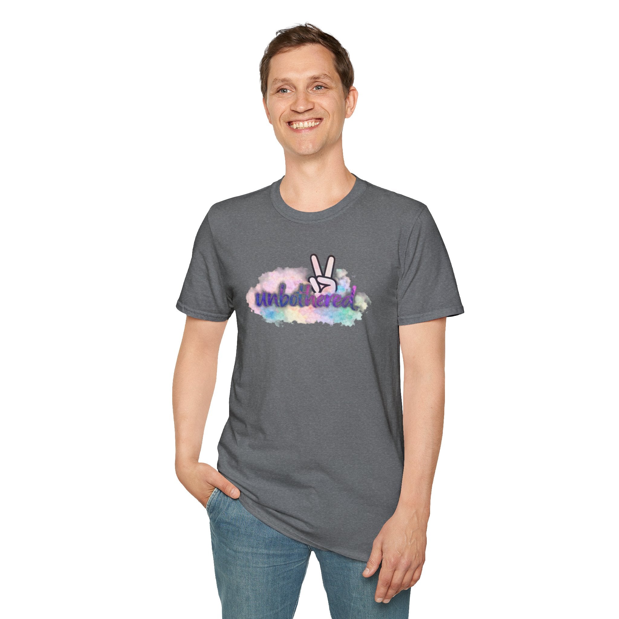Unbothered Peace Sign T‑Shirt — Colorful Watercolor Graphic Tee