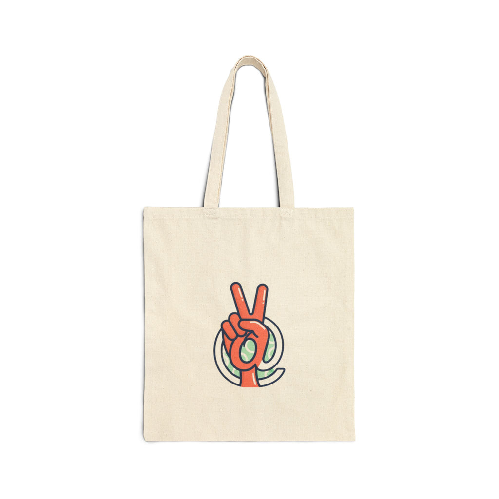 Retro Peace Hand Graphic Cotton Canvas Tote — Eco Market Bag
