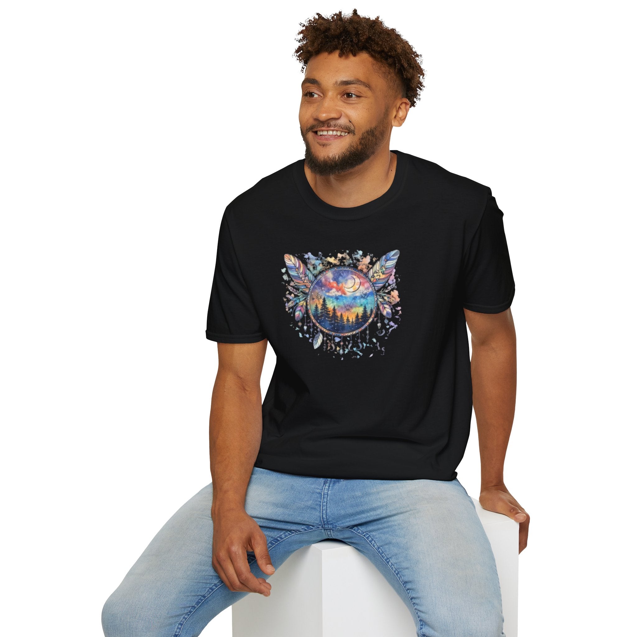Watercolor Dreamcatcher Sunset T-Shirt — Boho Spiritual Tee