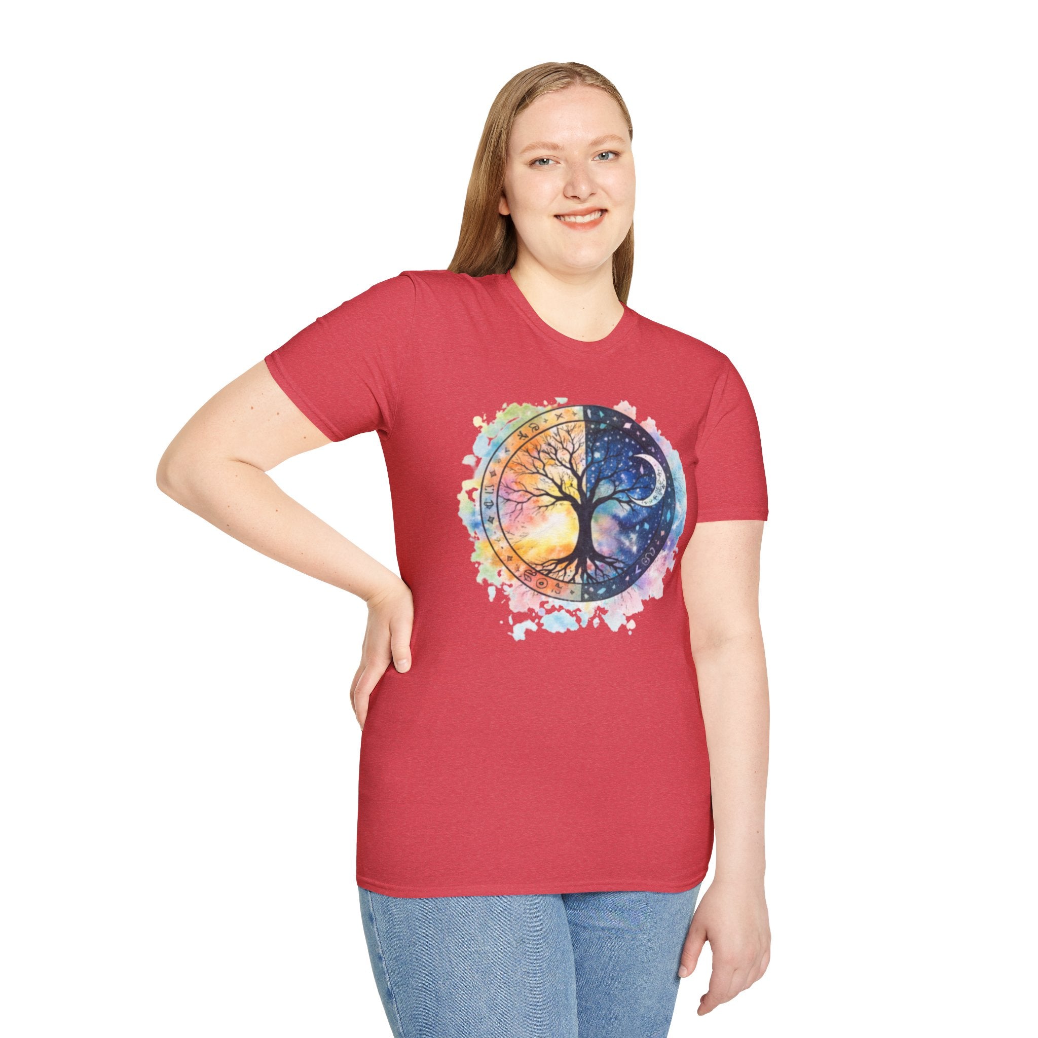Tree of Life Yin Yang T-Shirt — Watercolor Sun & Moon Graphic Tee