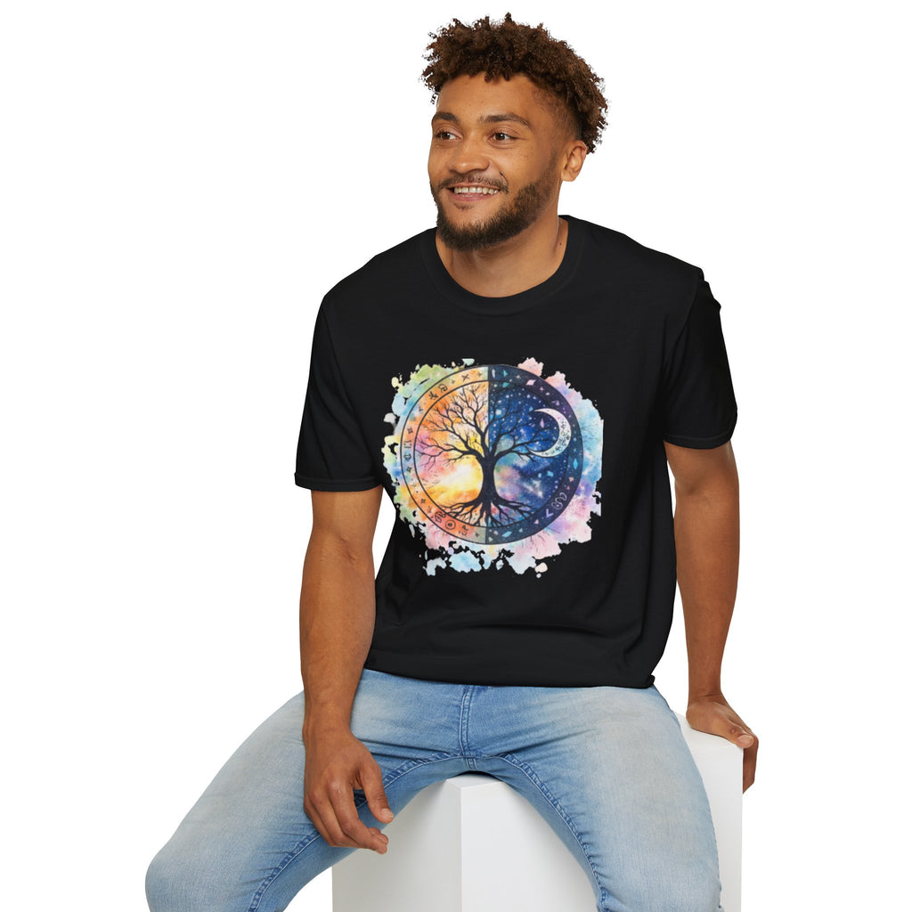 Tree of Life Yin Yang T-Shirt — Watercolor Sun & Moon Graphic Tee