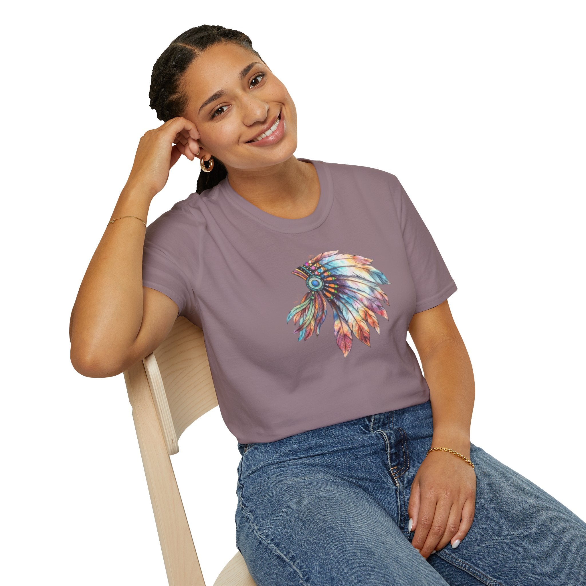 Native American Watercolor Headdress T-Shirt