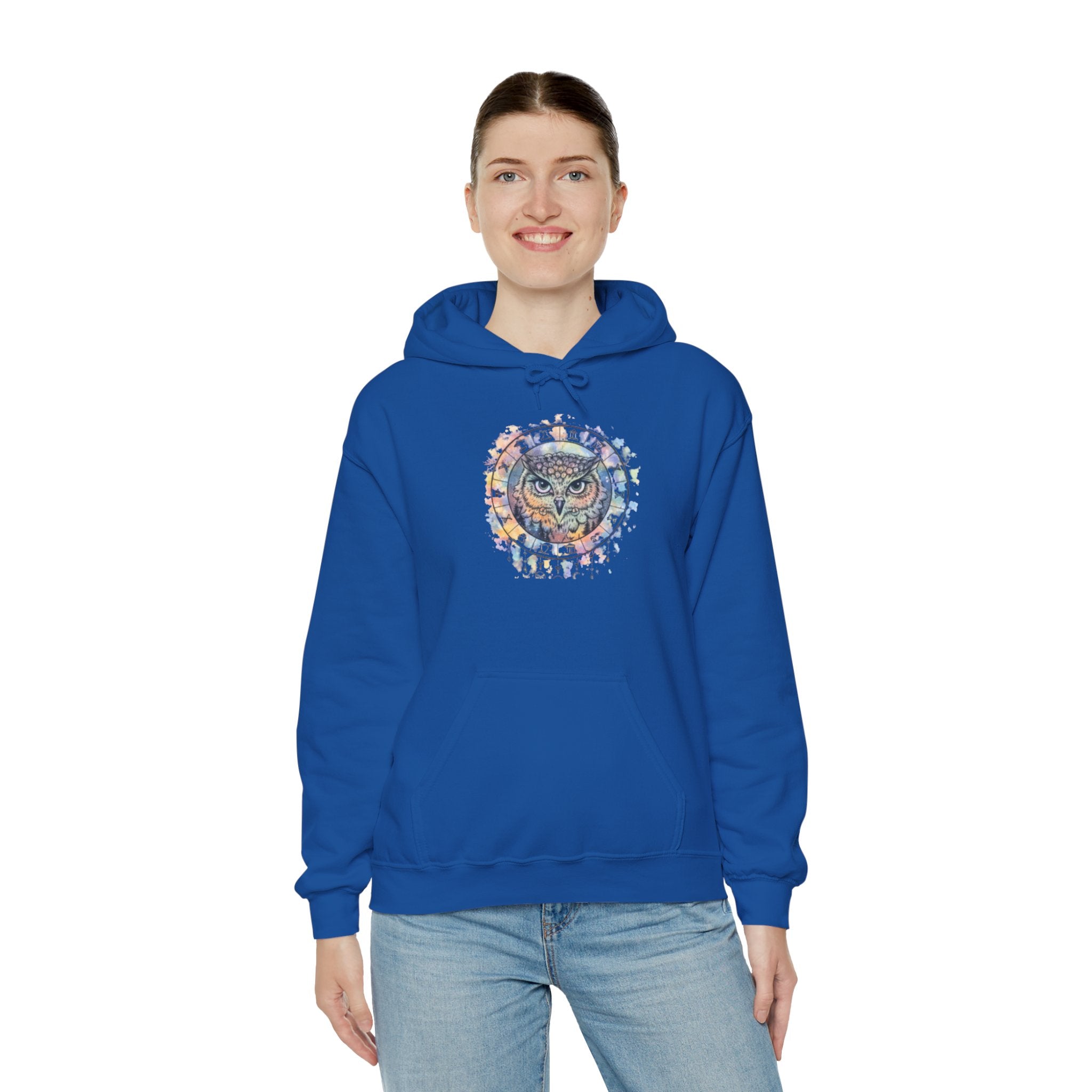 Owl Mandala Hoodie — Colorful Spiritual Owl Graphic Sweatshirt