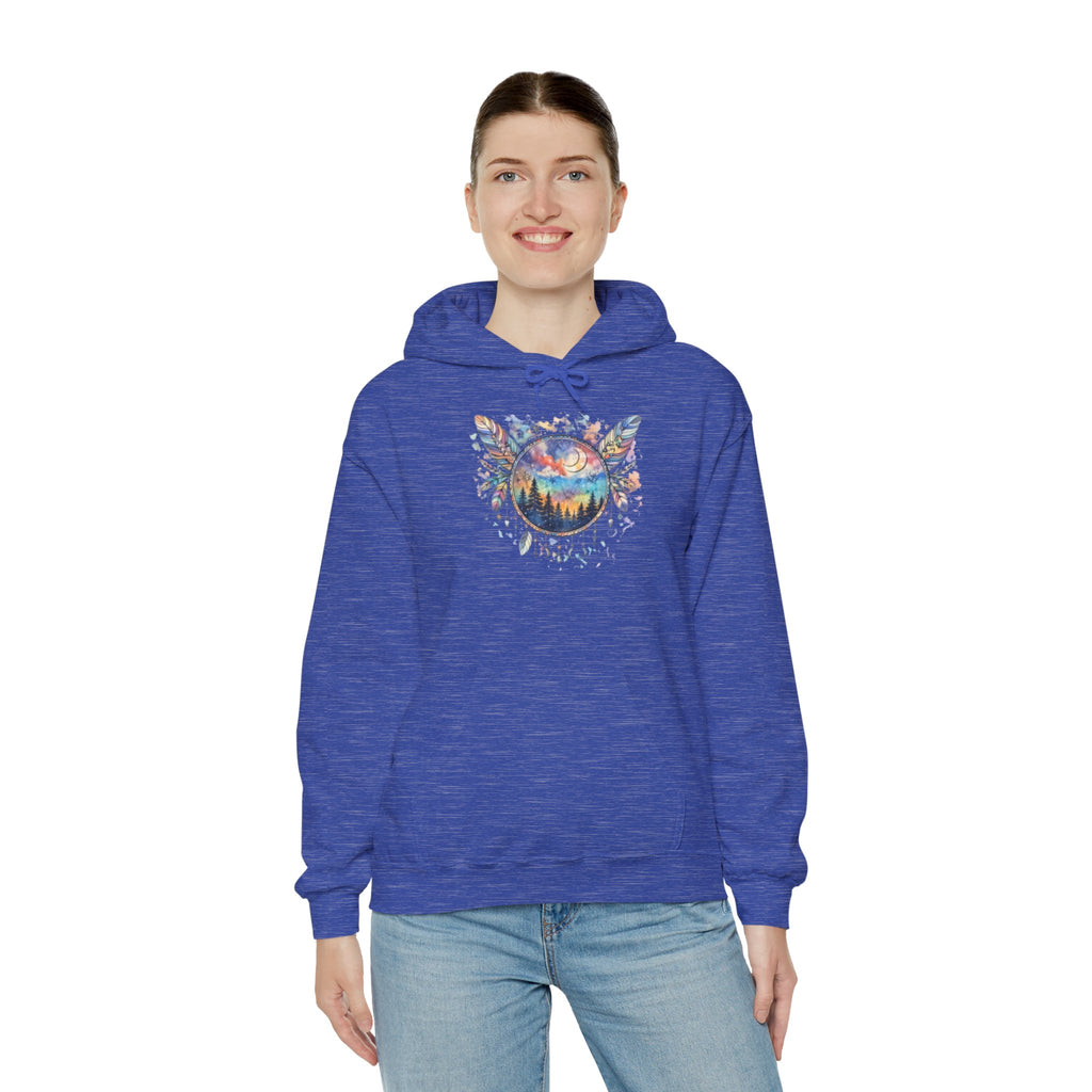 Nature Dreamcatcher Hoodie — Colorful Mountain Sunset Graphic
