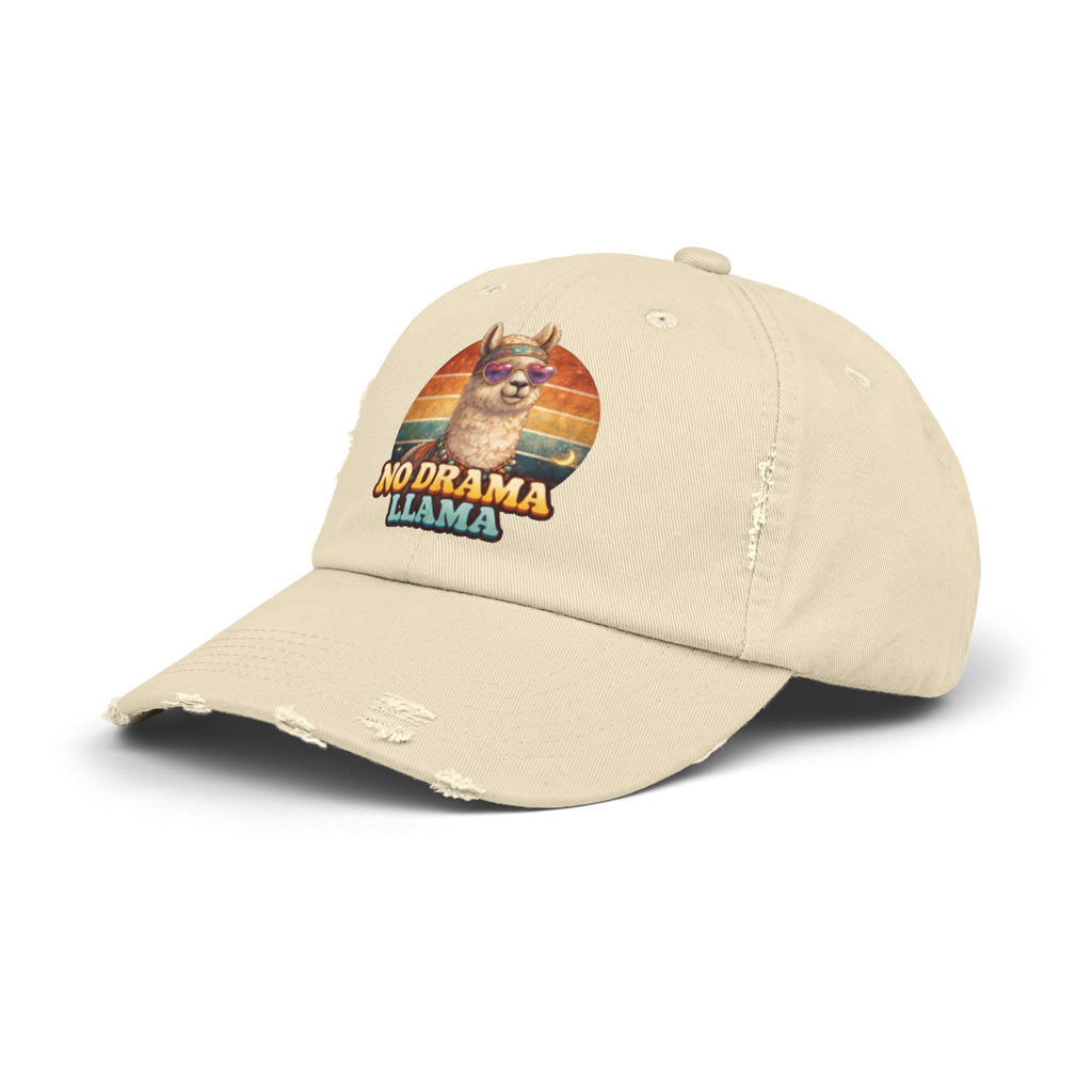No Drama Llama Distressed Cap — Retro Llama Vintage Baseball Hat