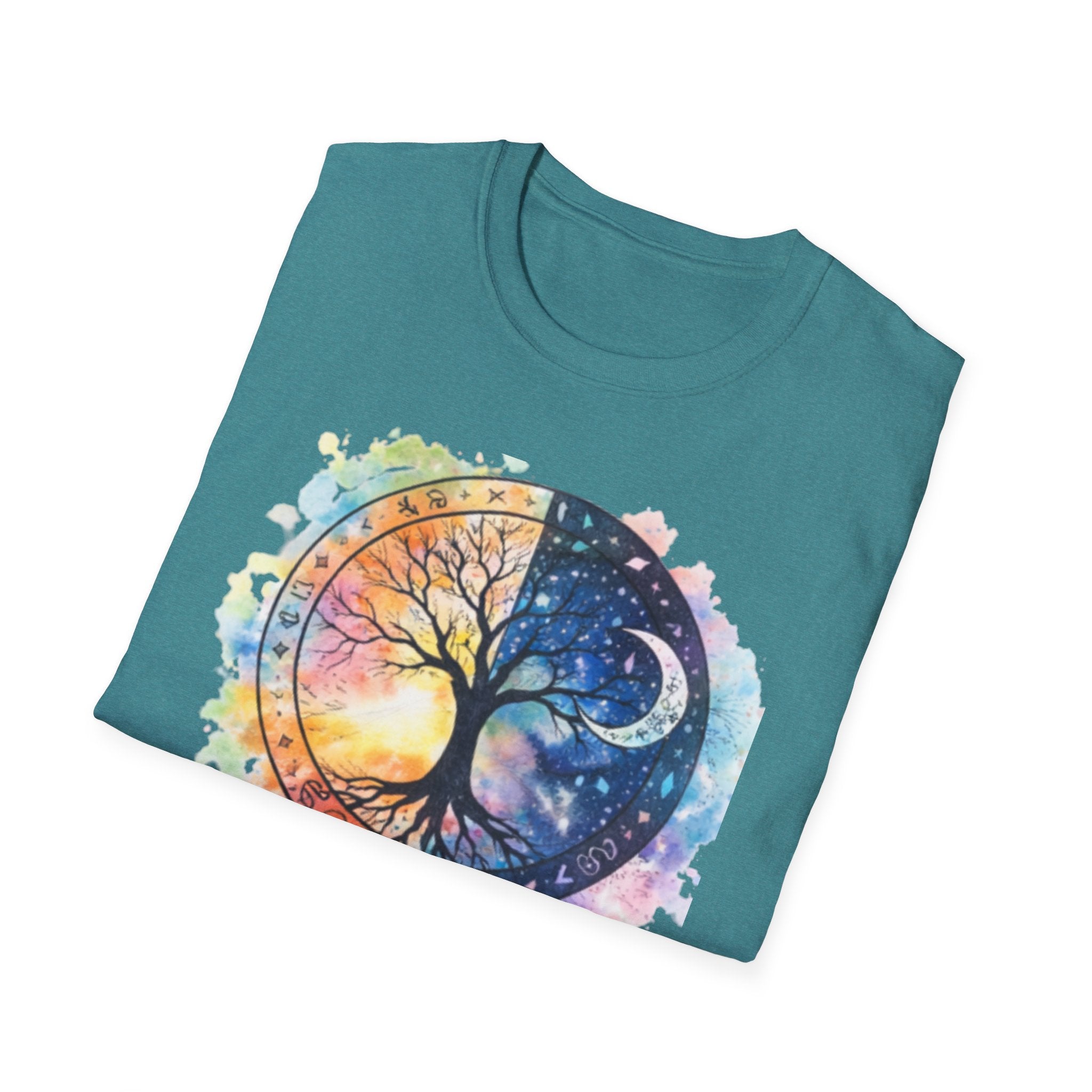 Tree of Life Yin Yang T-Shirt — Watercolor Sun & Moon Graphic Tee