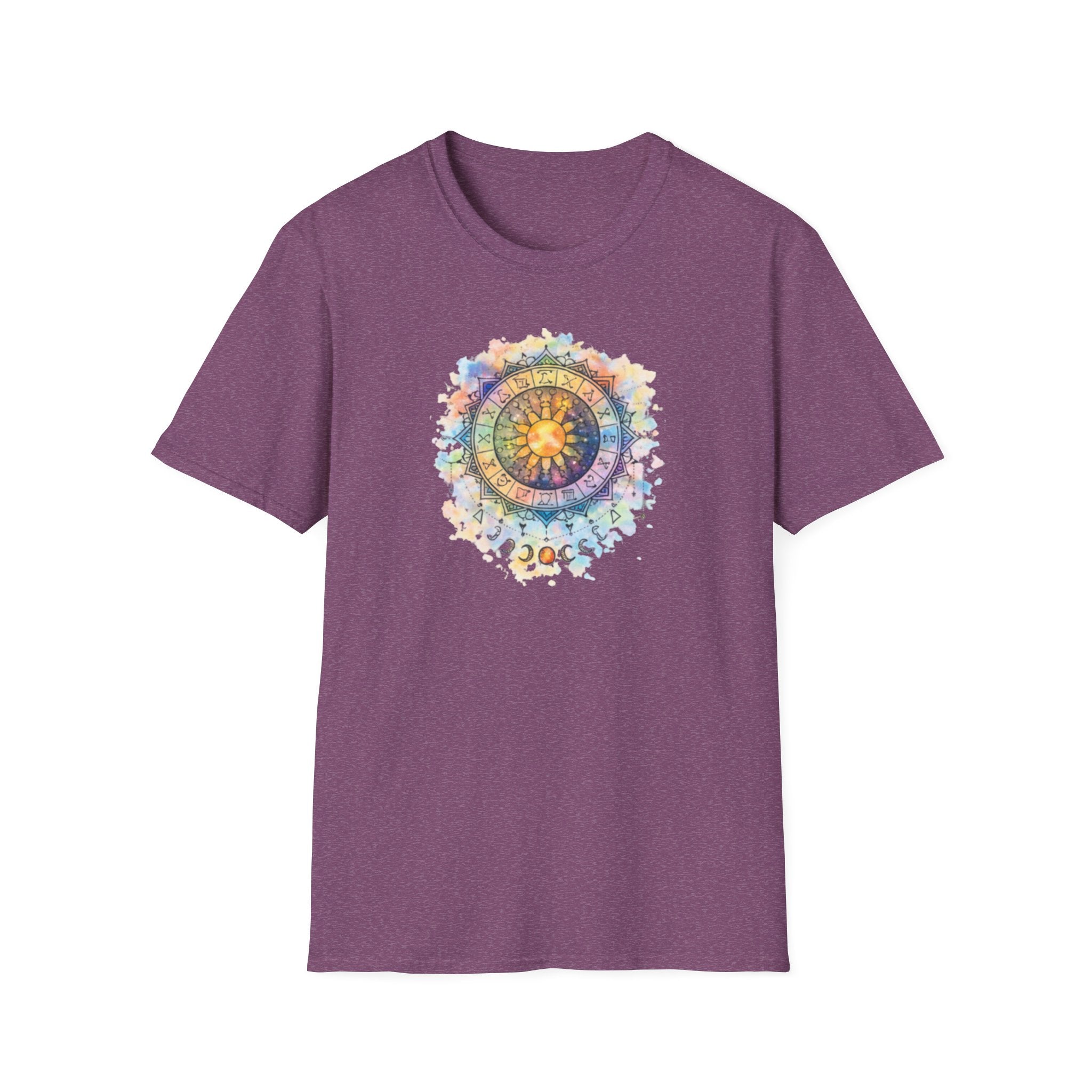 Sun & Moon Zodiac T-Shirt — Watercolor Astrological Mandala Tee