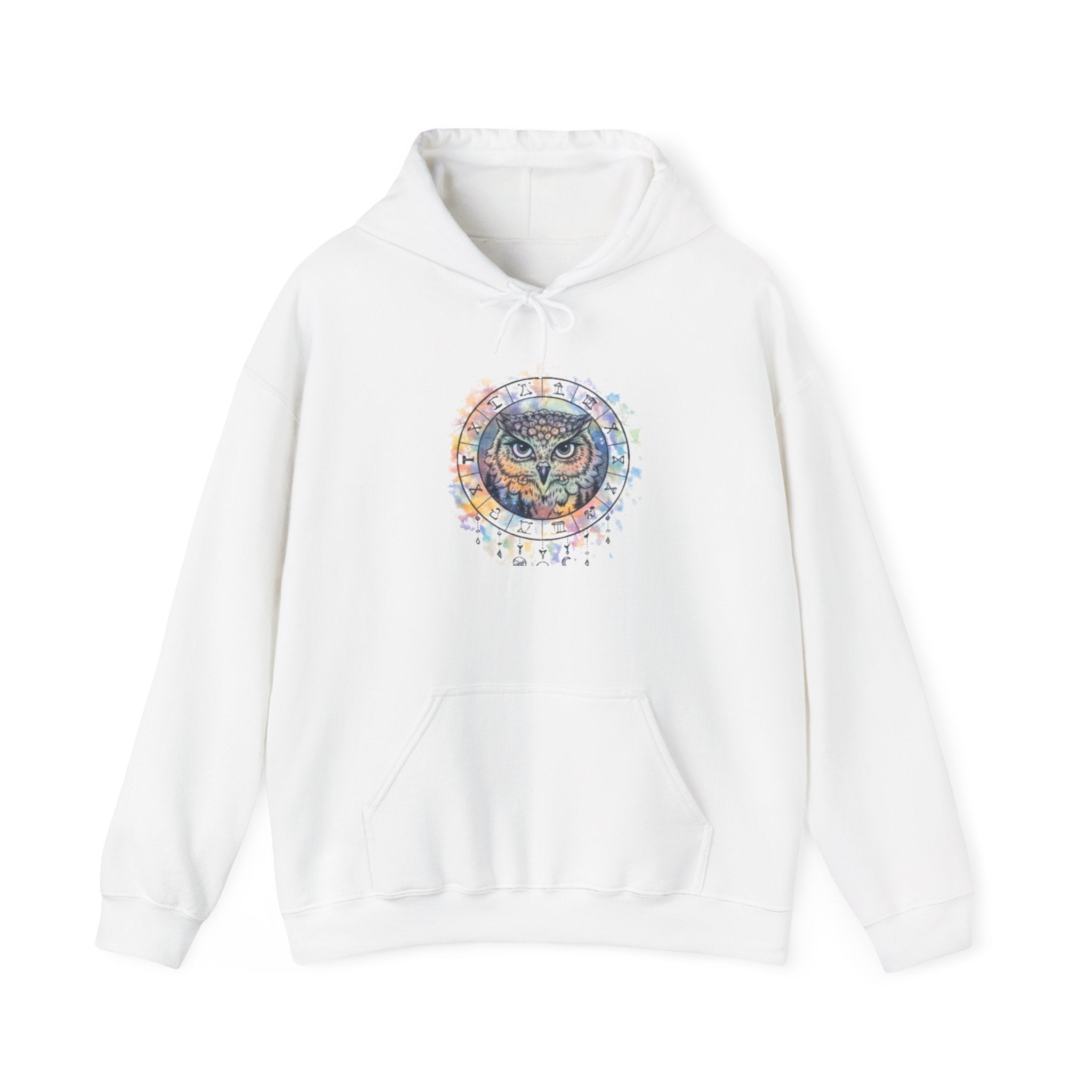 Owl Mandala Hoodie — Colorful Spiritual Owl Graphic Sweatshirt