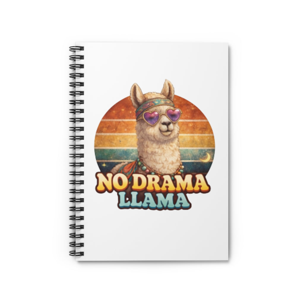 No Drama Llama Spiral Notebook – Retro Llama Journal for Humor, Gifts & School