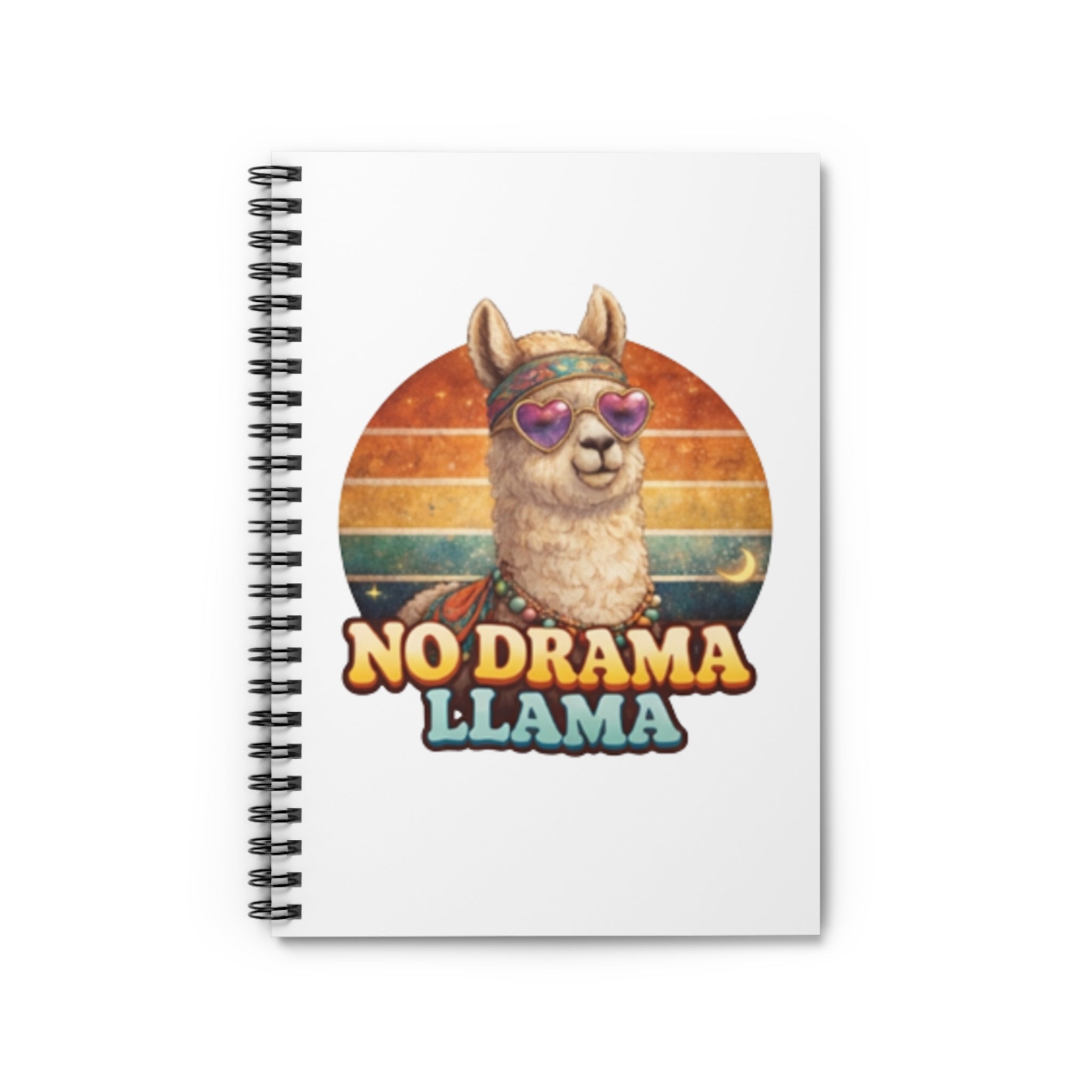 No Drama Llama Spiral Notebook – Retro Llama Journal for Humor, Gifts & School