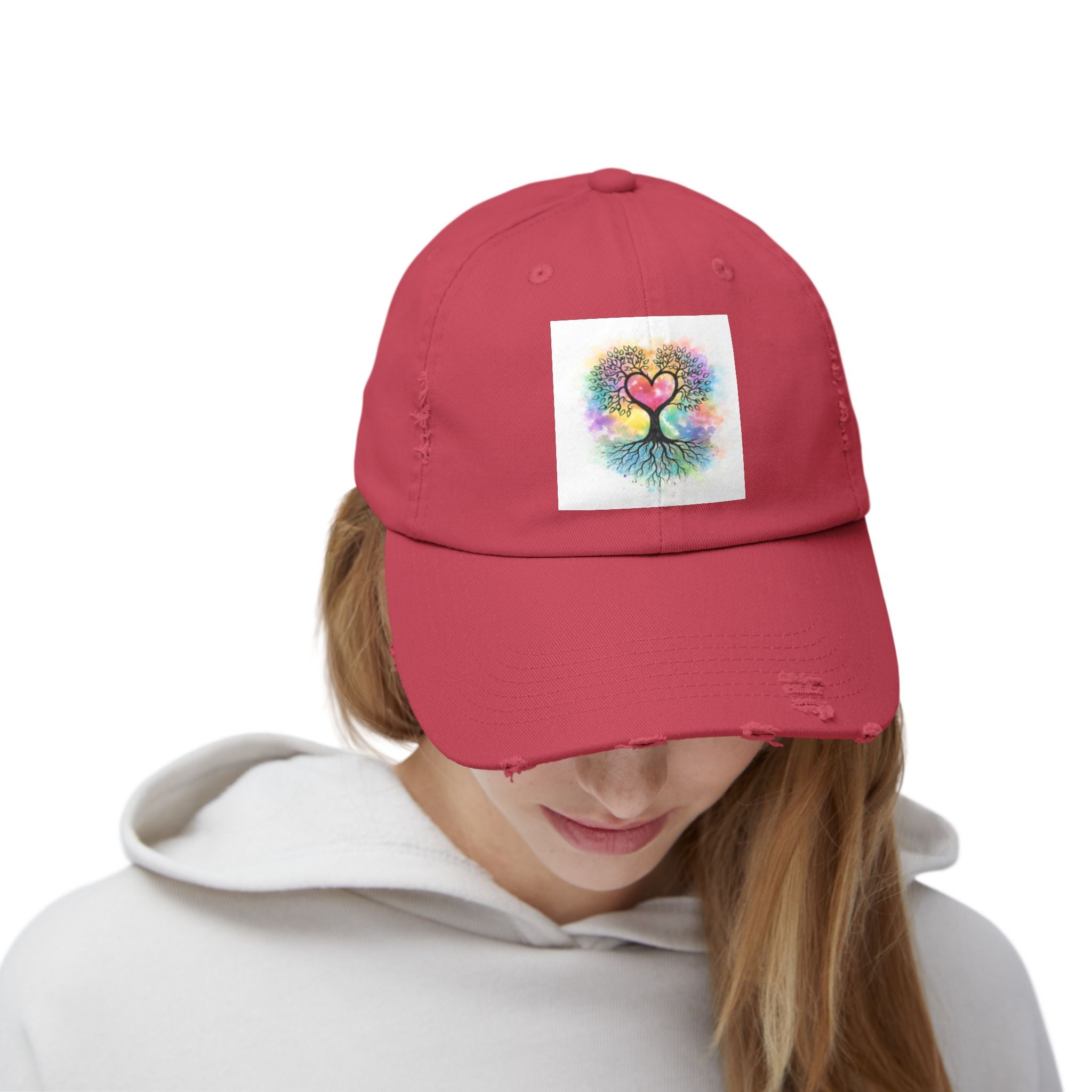 Water color Tree of Life Distressed Hat