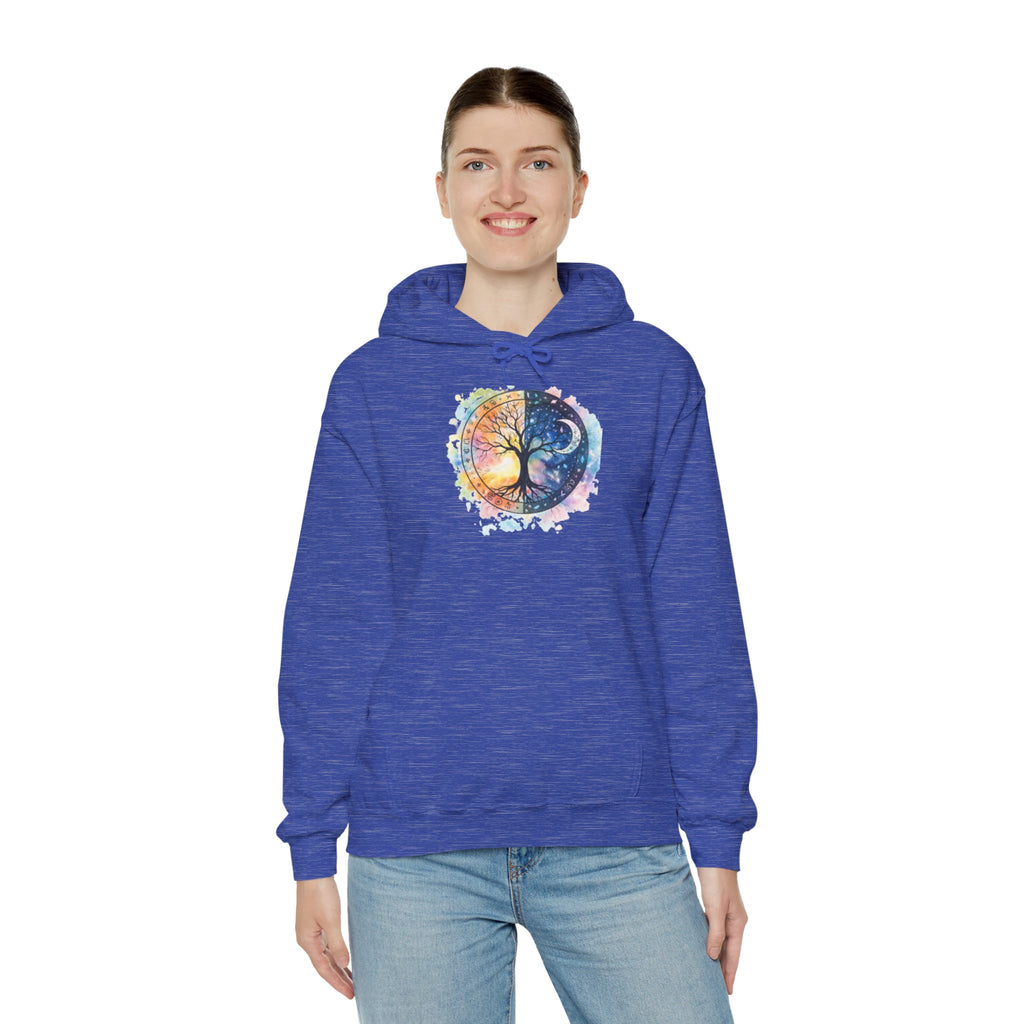 Yin Yang Tree Of Life Hoodie — Colorful Sun & Moon Spiritual Pullover