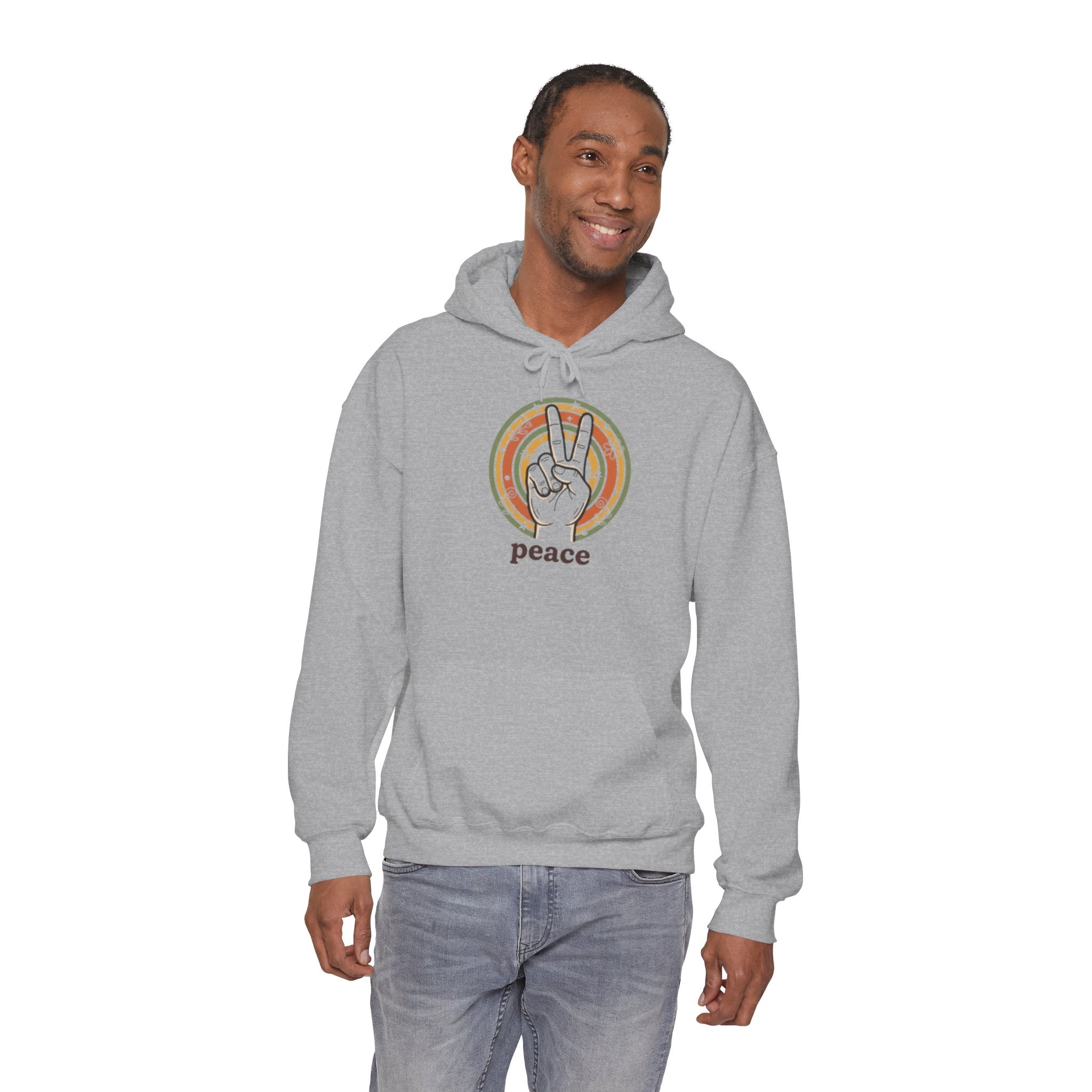 Peace Sign Hoodie — Retro Vibe Peace Hand Graphic Sweatshirt