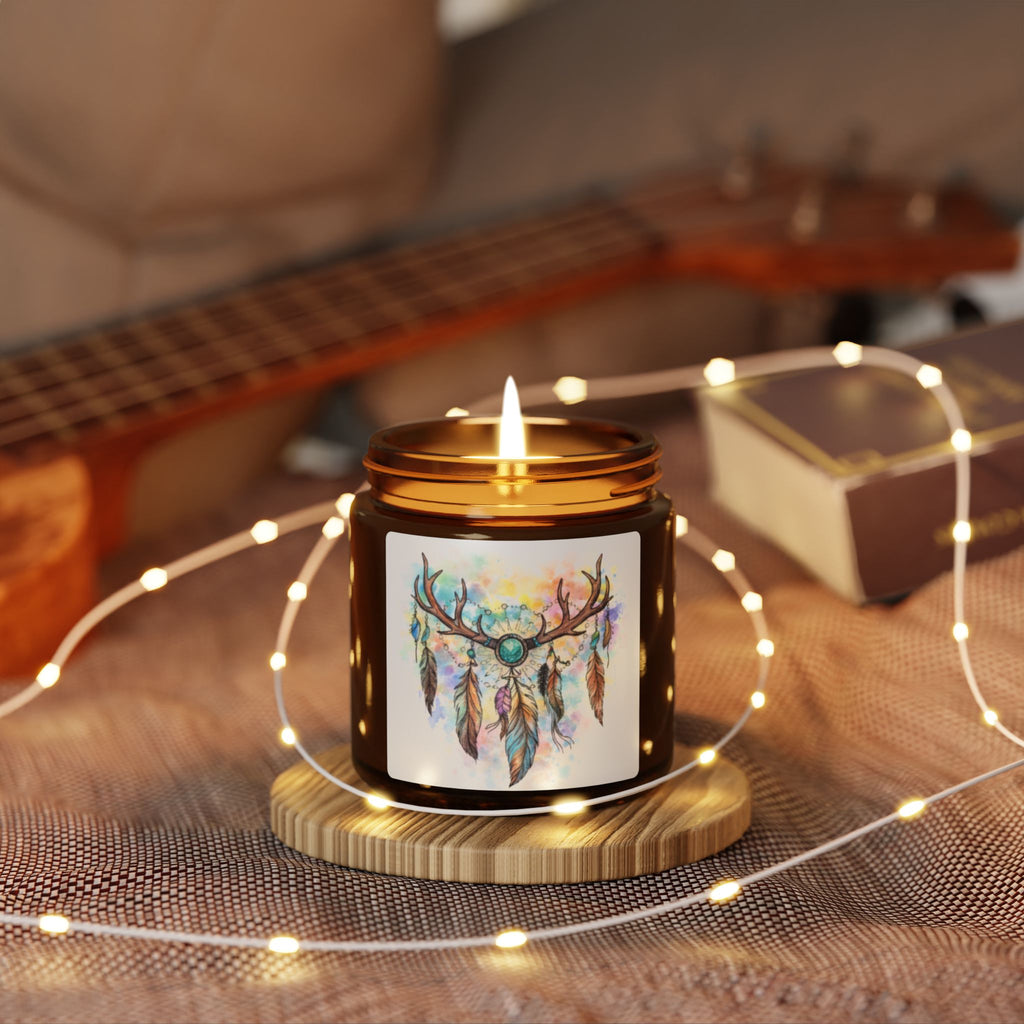 Dreamcatcher Antler Soy Candle — Amber Jar Scented Candle