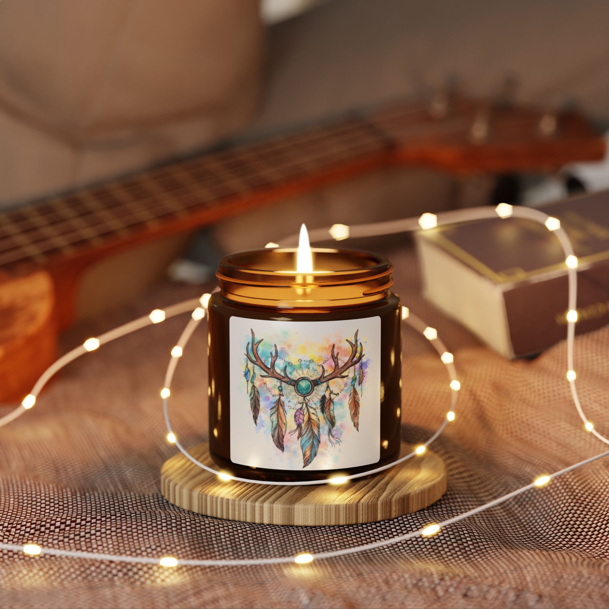 Dreamcatcher Antler Soy Candle — Amber Jar Scented Candle