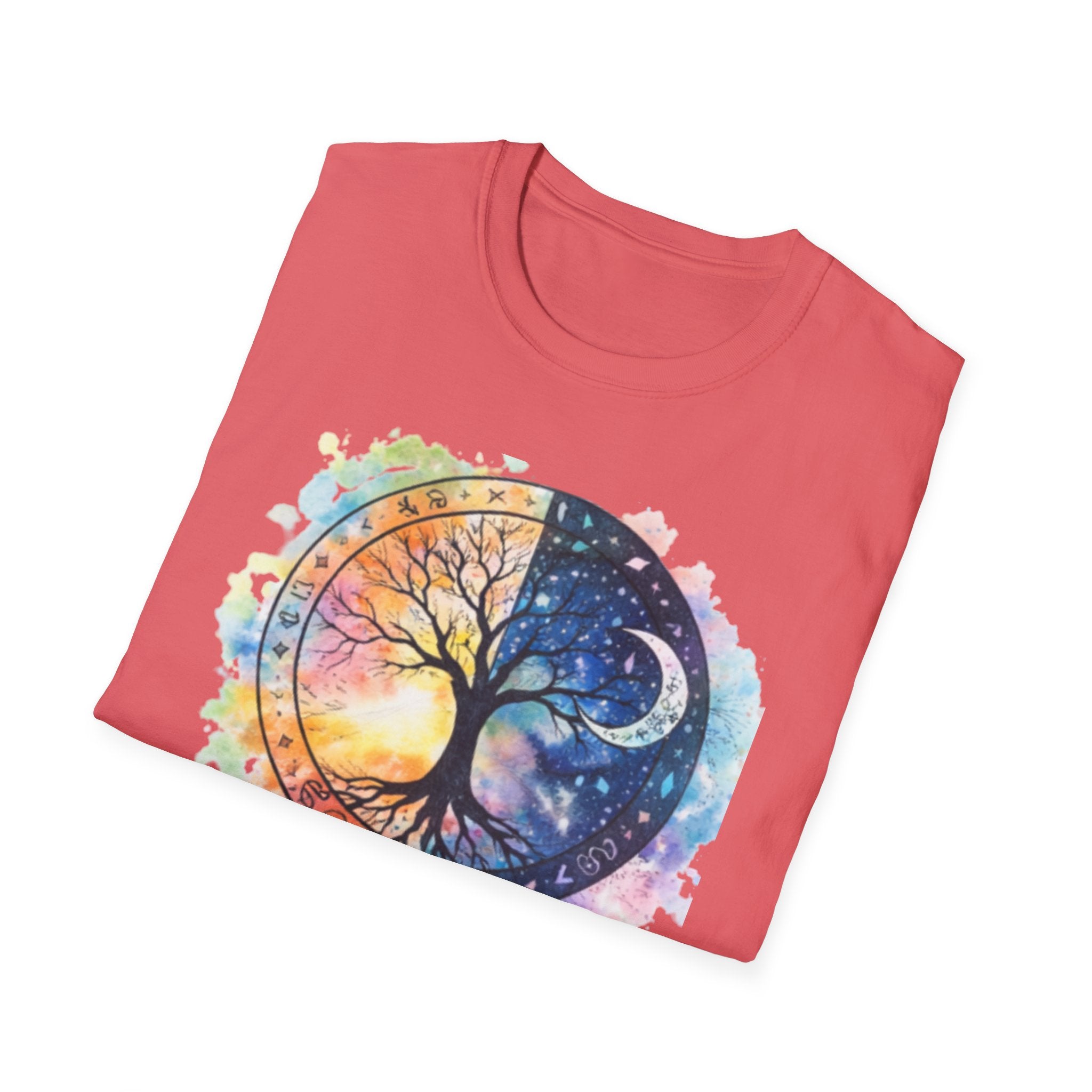 Tree of Life Yin Yang T-Shirt — Watercolor Sun & Moon Graphic Tee