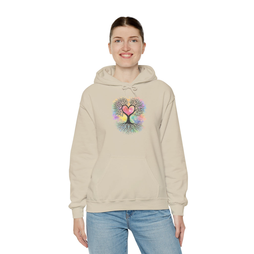 Rainbow Heart Tree Hoodie — Vibrant Spiritual Love Pullover