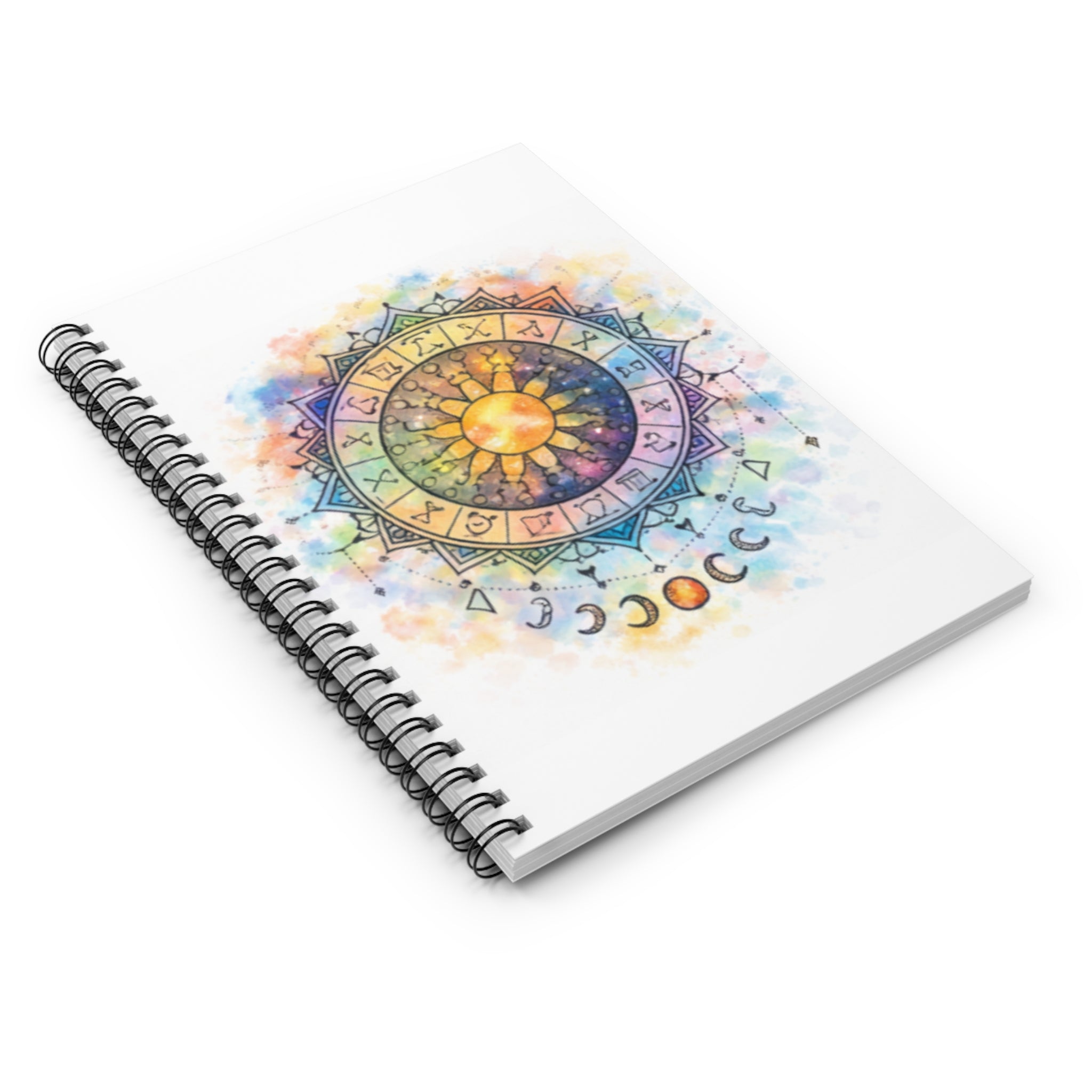 Watercolor Astrology Zodiac Sun & Moon Spiral Notebook