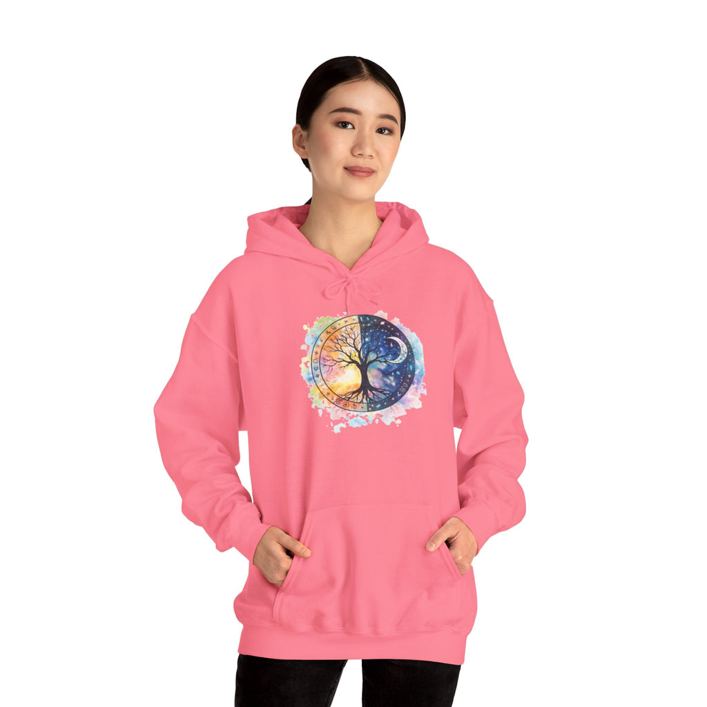 Yin Yang Tree Of Life Hoodie — Colorful Sun & Moon Spiritual Pullover