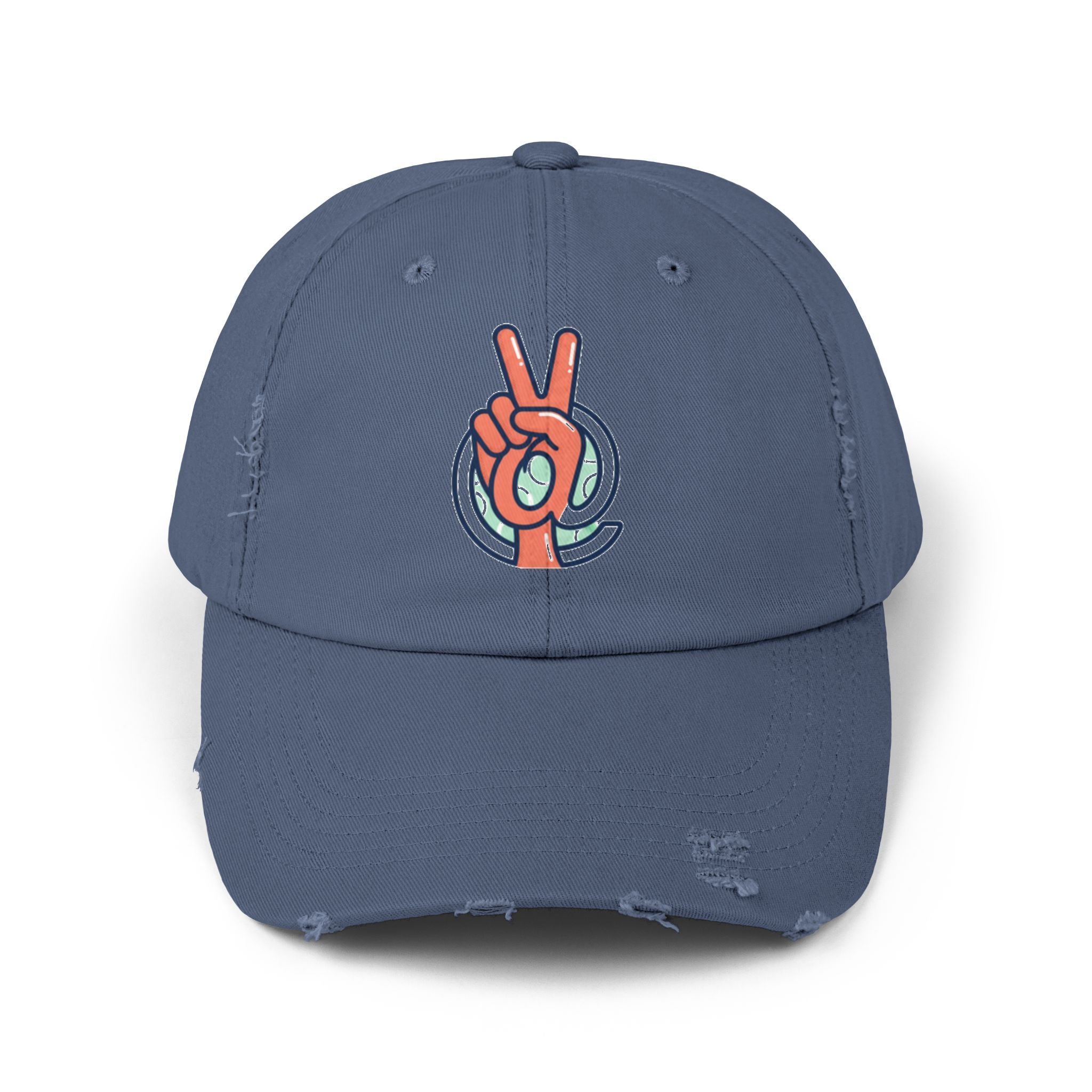 Peace Hand Distressed Cap — Vintage Peace Sign Baseball Hat