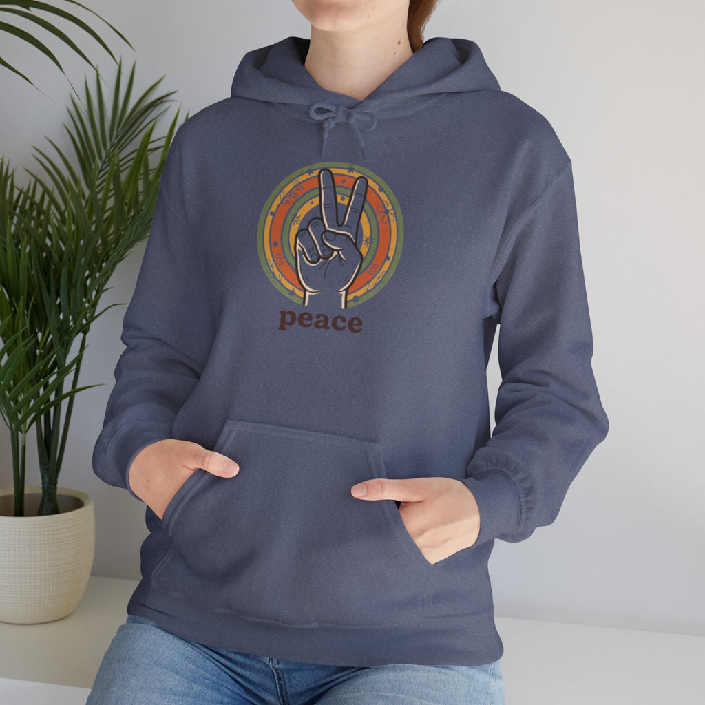 Peace Sign Hoodie — Retro Vibe Peace Hand Graphic Sweatshirt