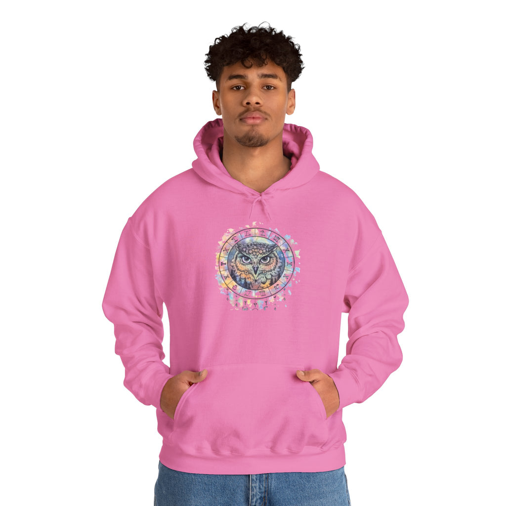 Owl Mandala Hoodie — Colorful Spiritual Owl Graphic Sweatshirt
