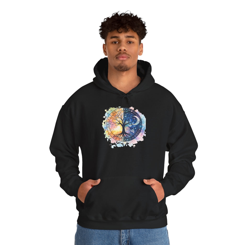 Yin Yang Tree Of Life Hoodie — Colorful Sun & Moon Spiritual Pullover