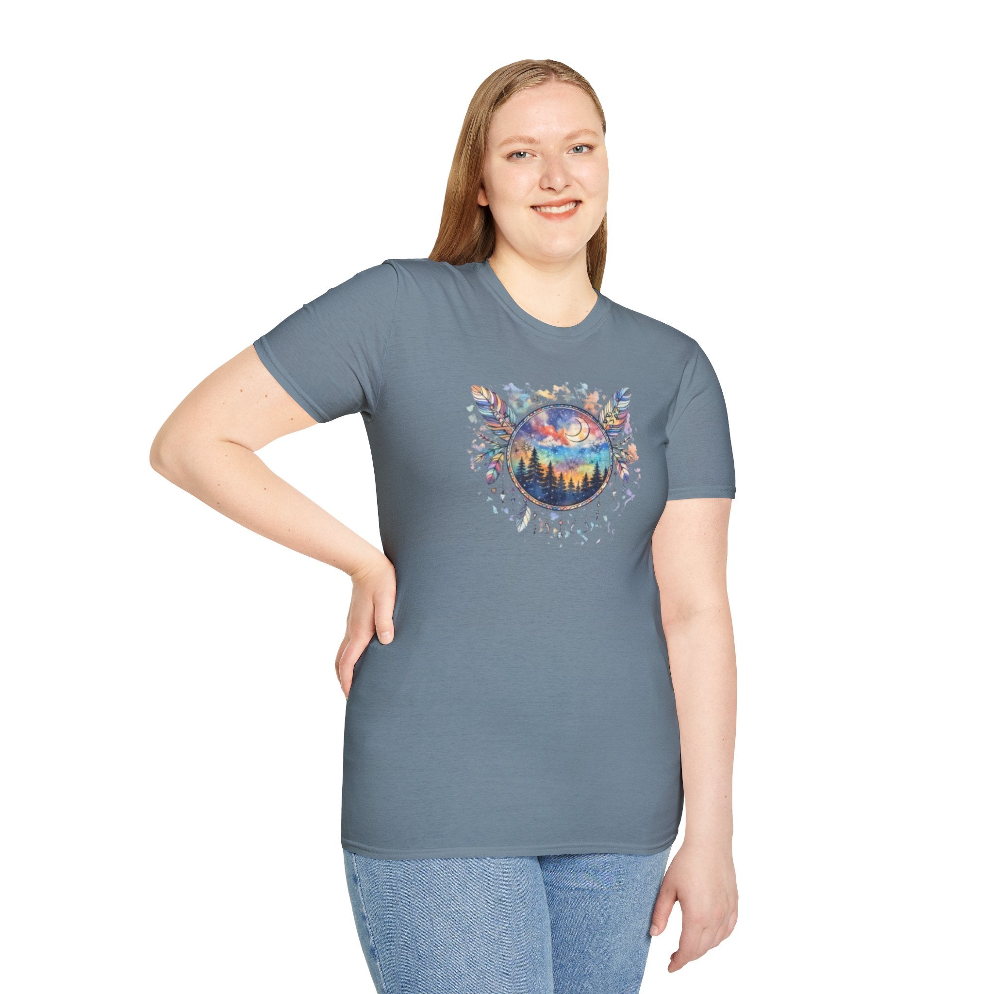 Watercolor Dreamcatcher Sunset T-Shirt — Boho Spiritual Tee
