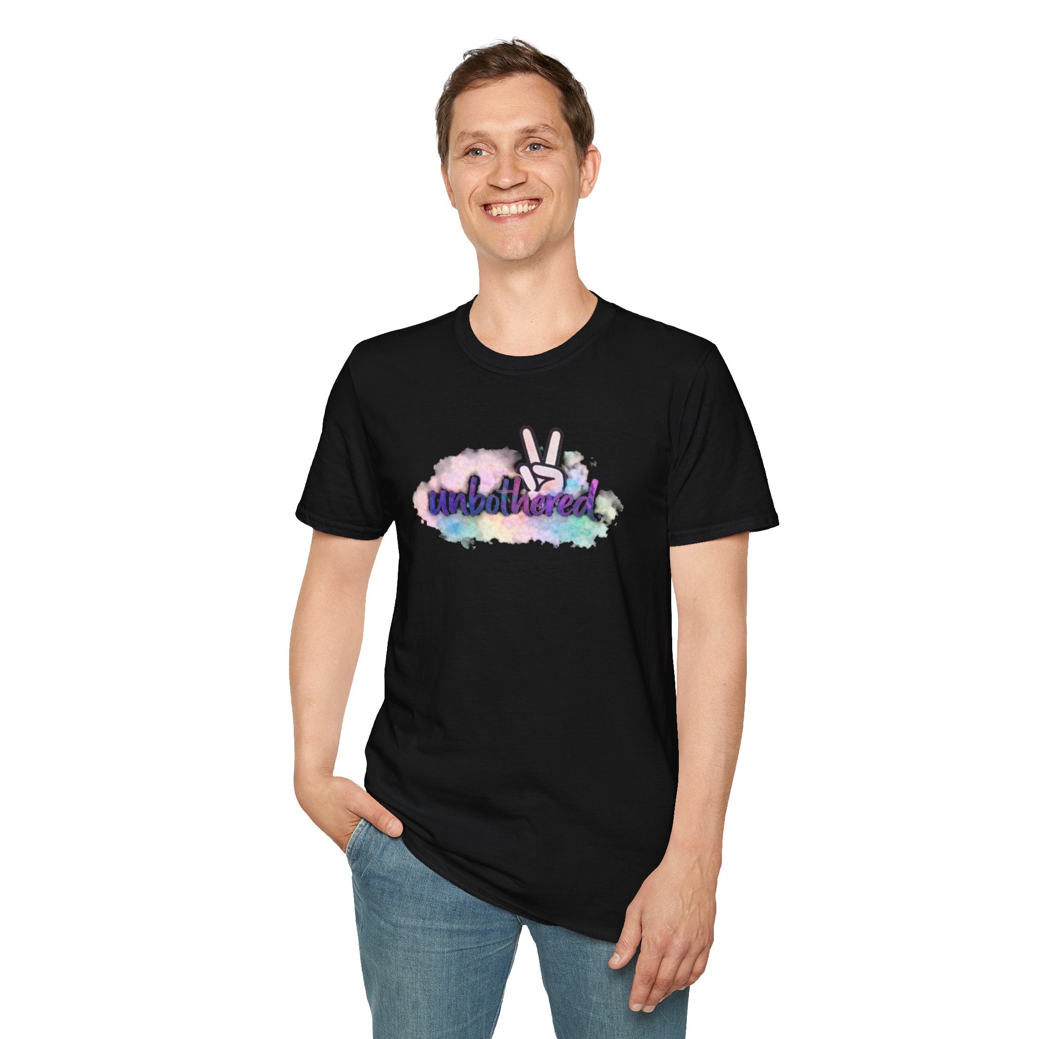 Unbothered Peace Sign T‑Shirt — Colorful Watercolor Graphic Tee