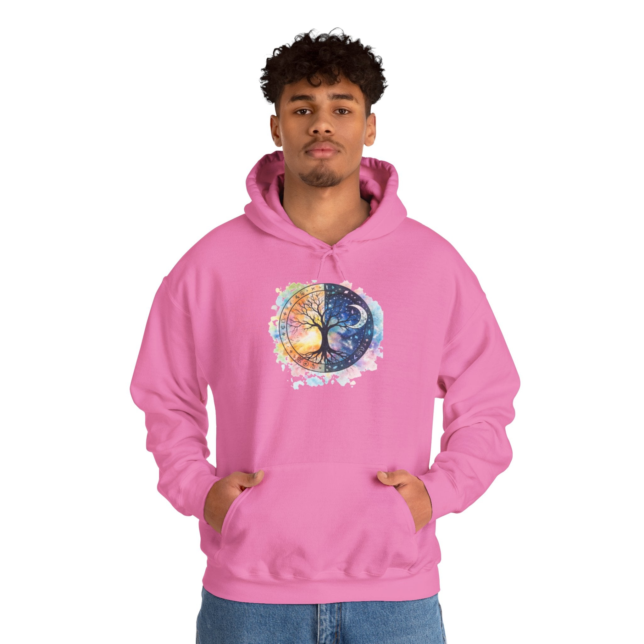 Yin Yang Tree Of Life Hoodie — Colorful Sun & Moon Spiritual Pullover