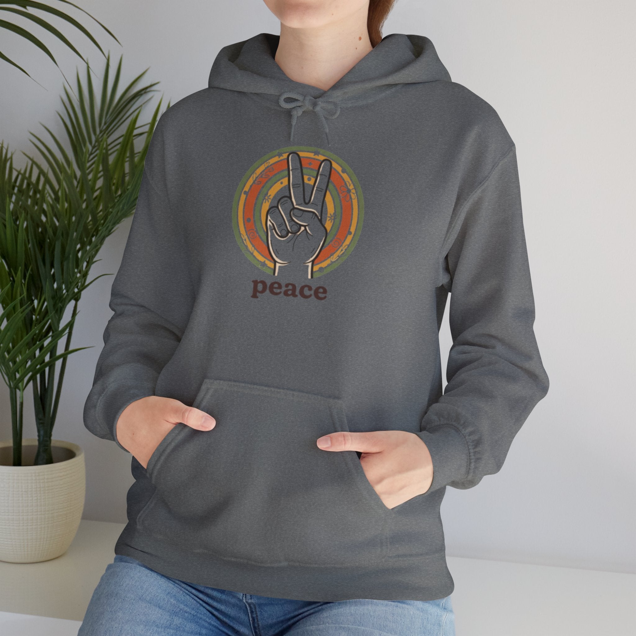 Peace Sign Hoodie — Retro Vibe Peace Hand Graphic Sweatshirt