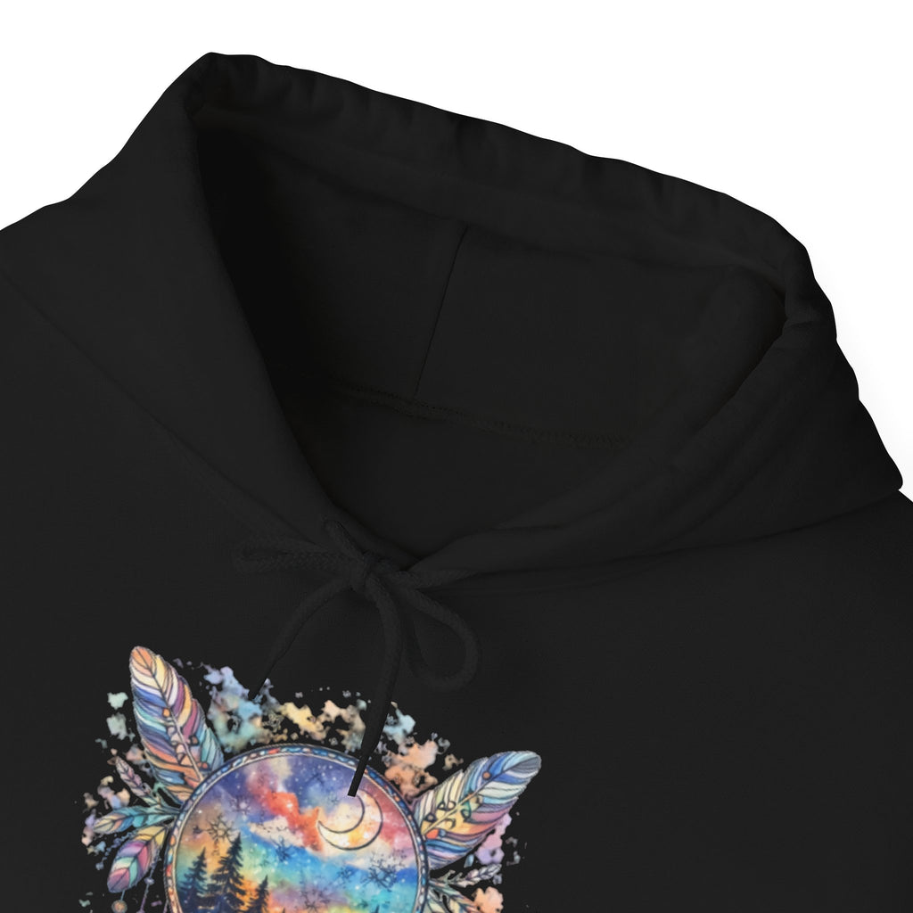 Nature Dreamcatcher Hoodie — Colorful Mountain Sunset Graphic