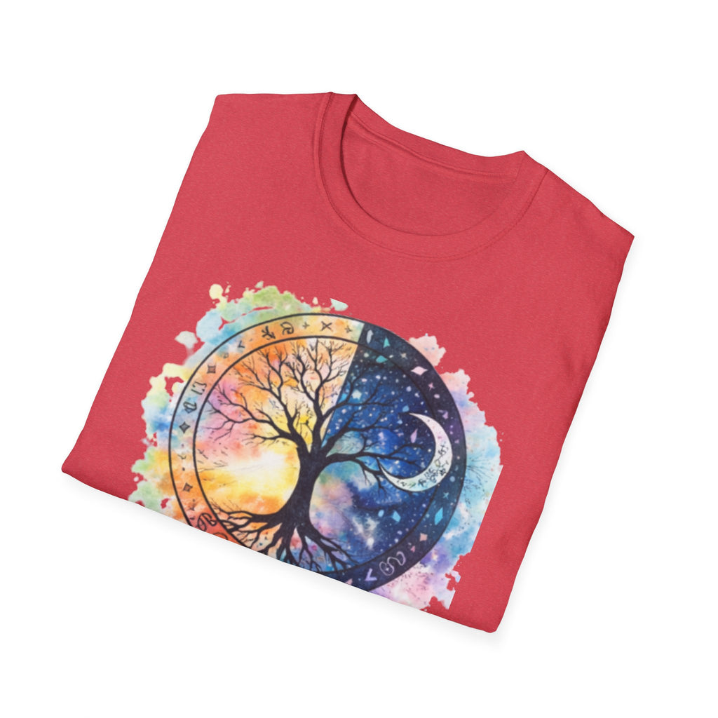Tree of Life Yin Yang T-Shirt — Watercolor Sun & Moon Graphic Tee