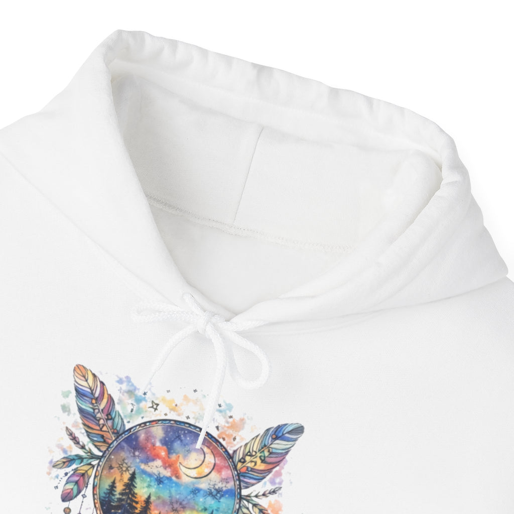 Nature Dreamcatcher Hoodie — Colorful Mountain Sunset Graphic