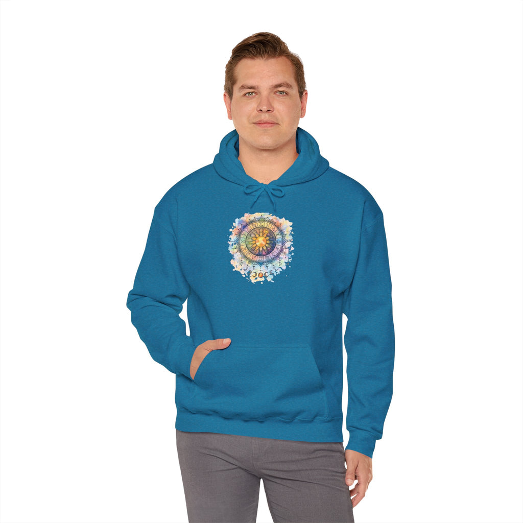 Astrology Compass Hoodie — Boho Tie-Dye Mandala Graphic