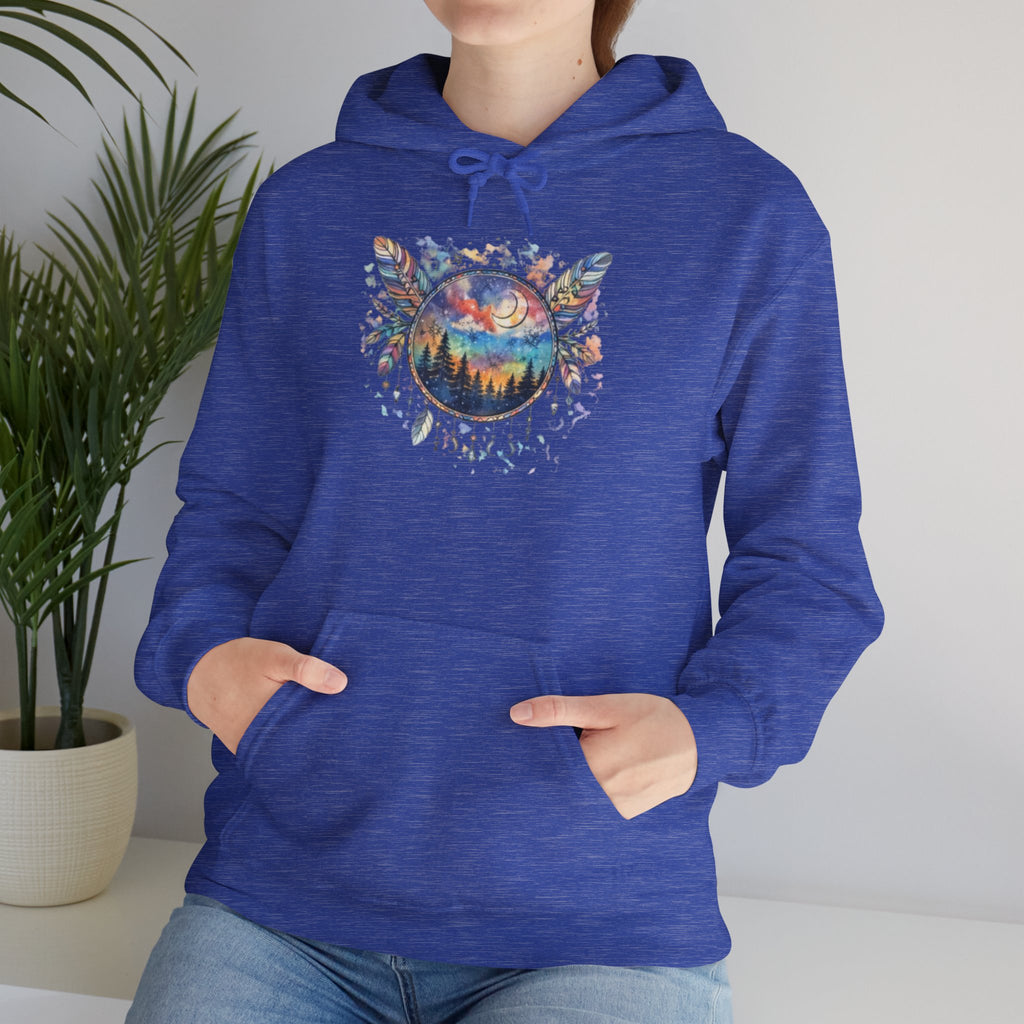 Nature Dreamcatcher Hoodie — Colorful Mountain Sunset Graphic