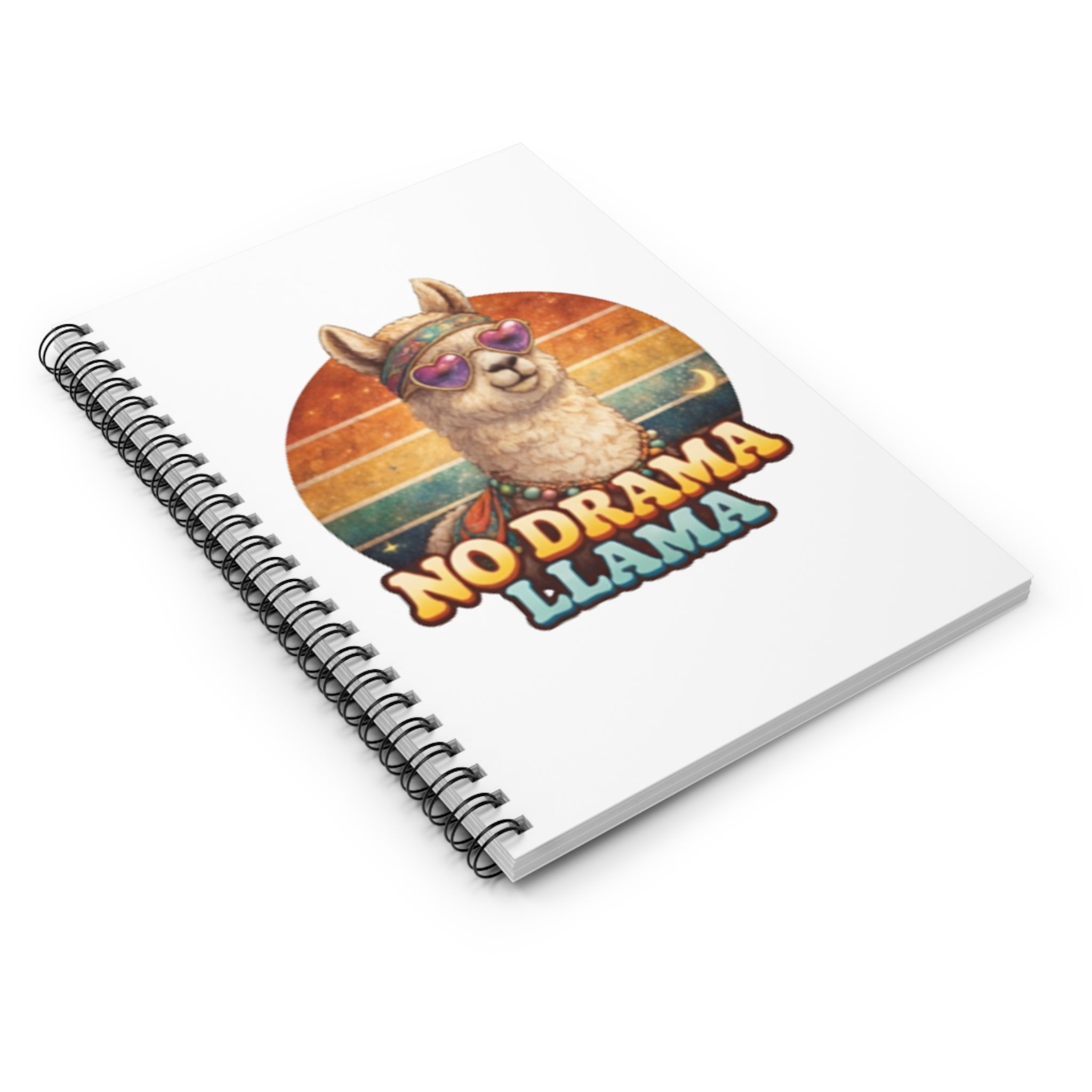 No Drama Llama Spiral Notebook – Retro Llama Journal for Humor, Gifts & School