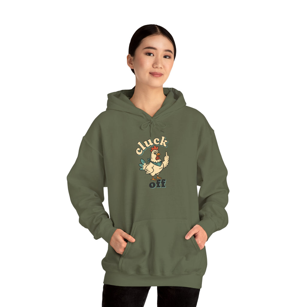 'Cluck Off' Chicken Hoodie – Funny Retro Farm Animal Pullover