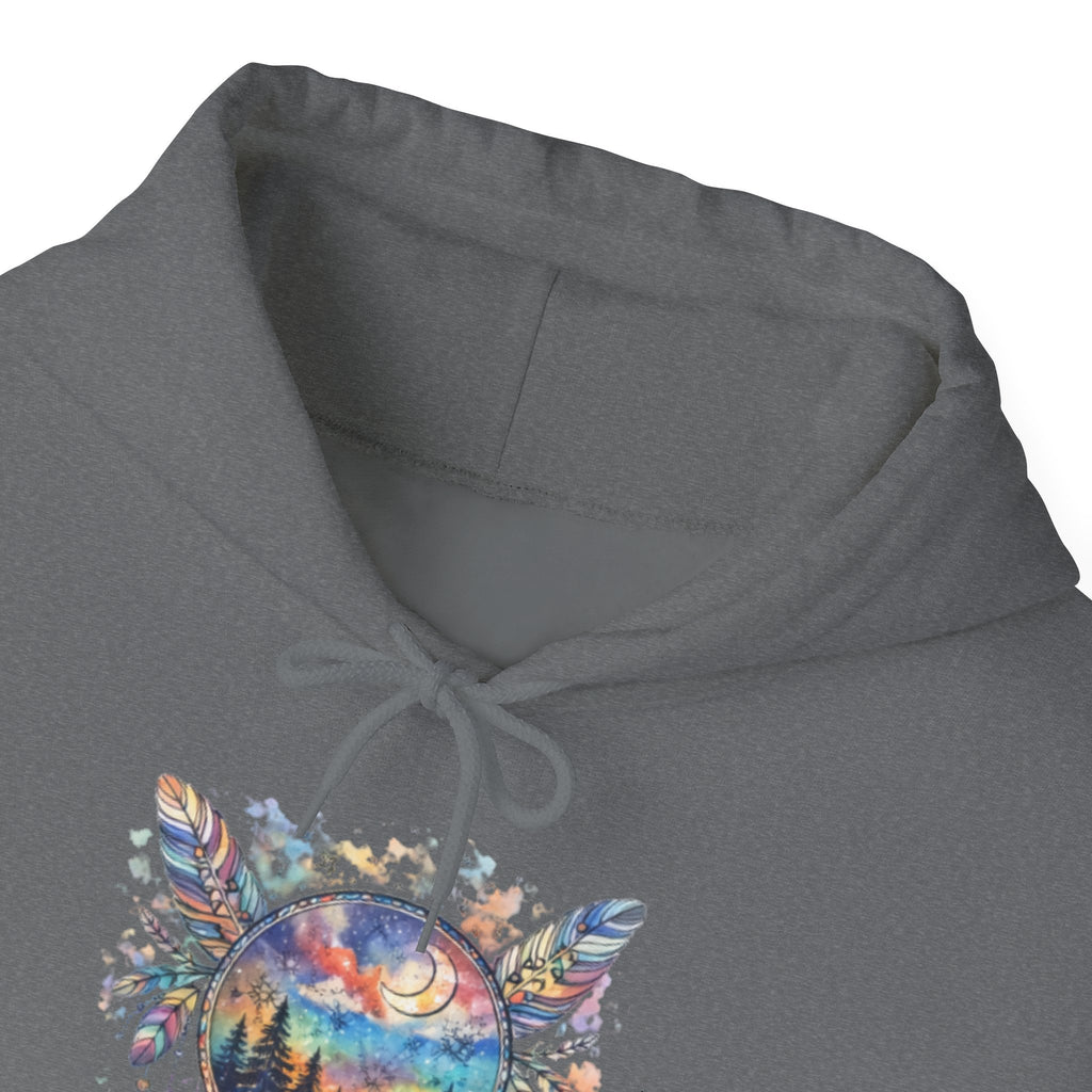 Nature Dreamcatcher Hoodie — Colorful Mountain Sunset Graphic