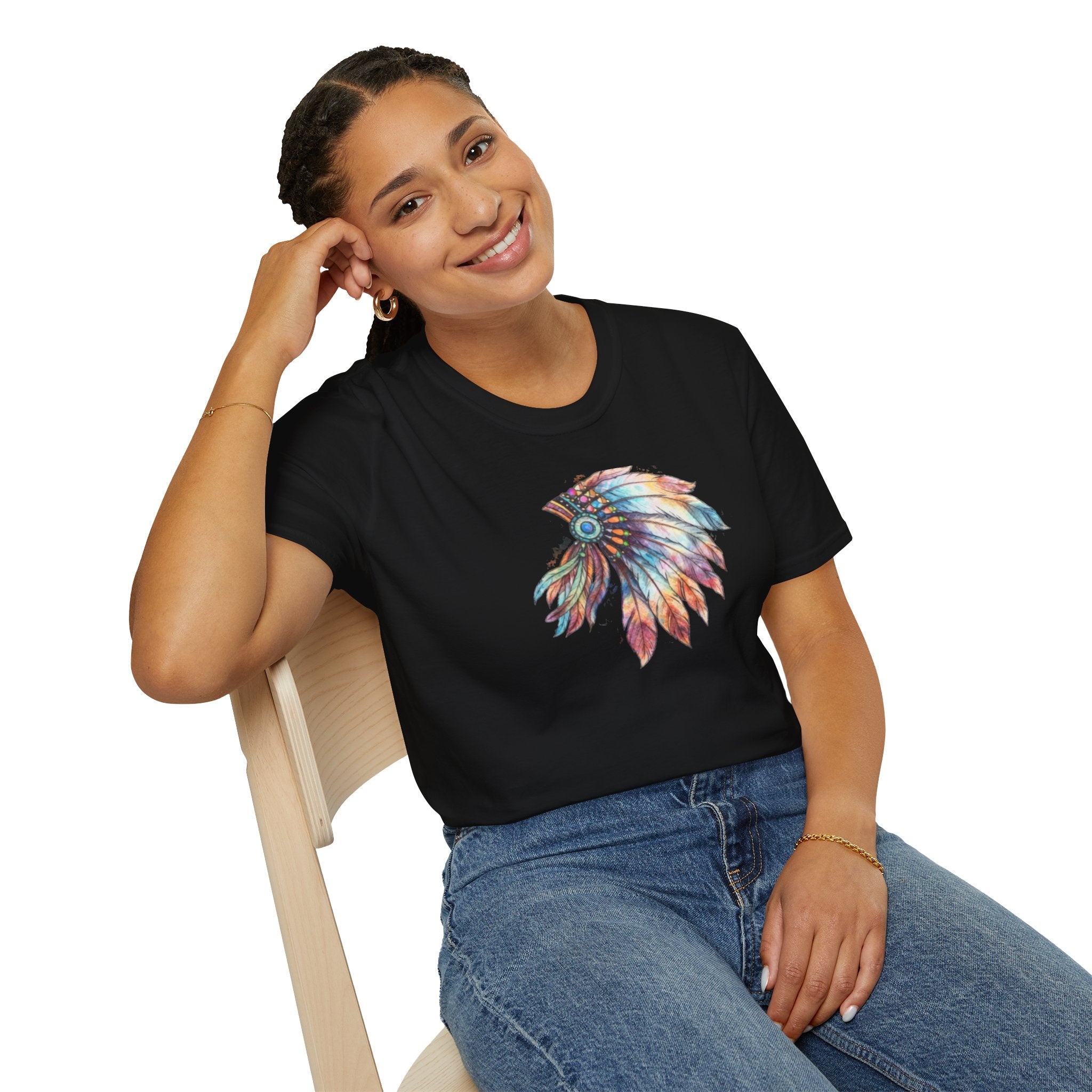 Native American Watercolor Headdress T-Shirt
