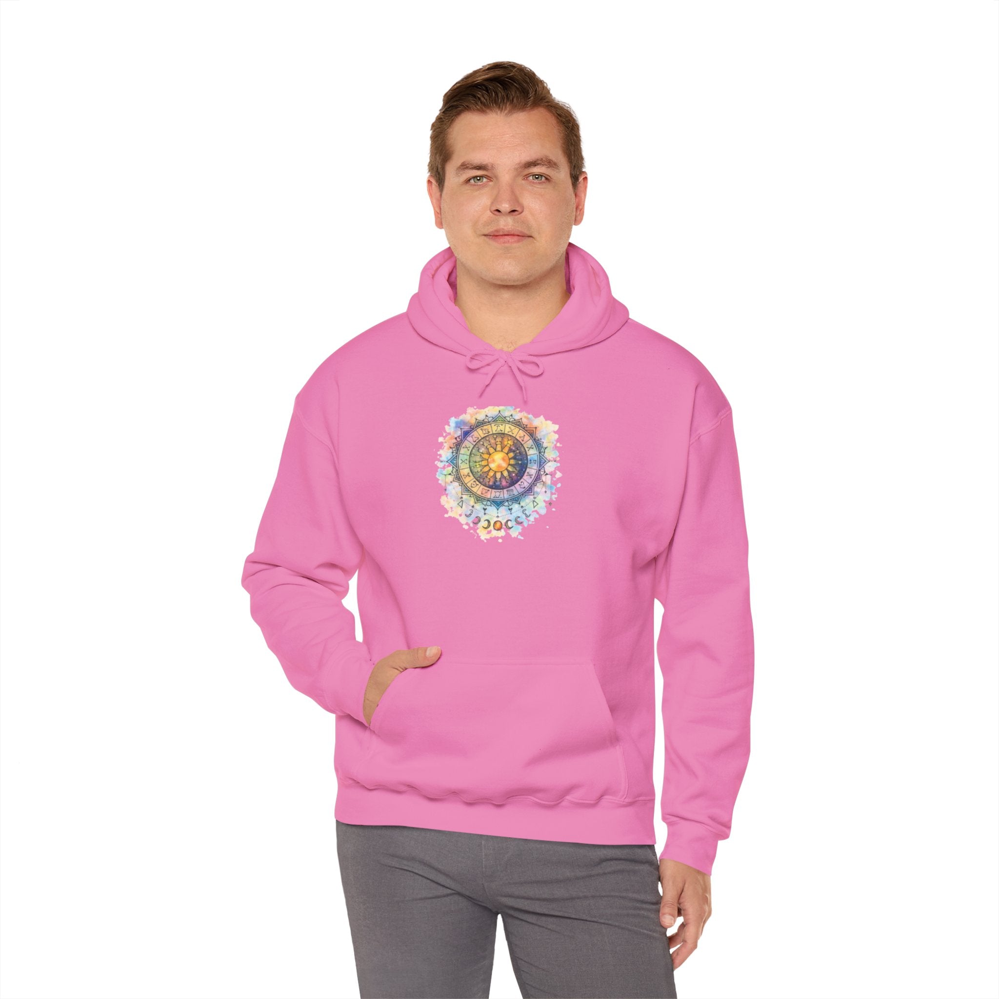Astrology Compass Hoodie — Boho Tie-Dye Mandala Graphic