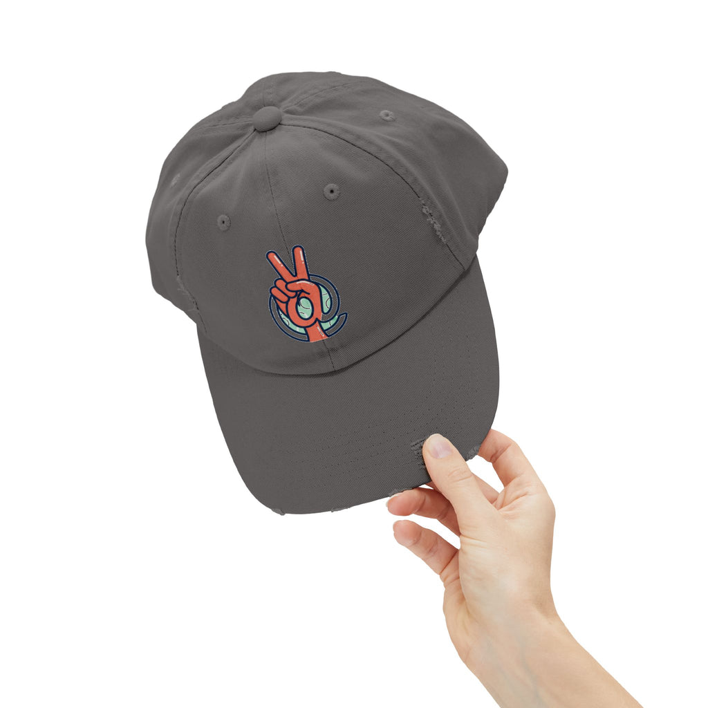 Peace Hand Distressed Cap — Vintage Peace Sign Baseball Hat