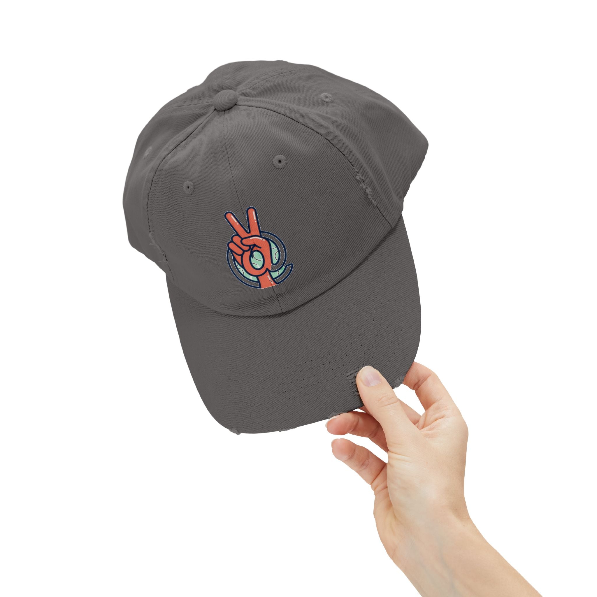 Peace Hand Distressed Cap — Vintage Peace Sign Baseball Hat