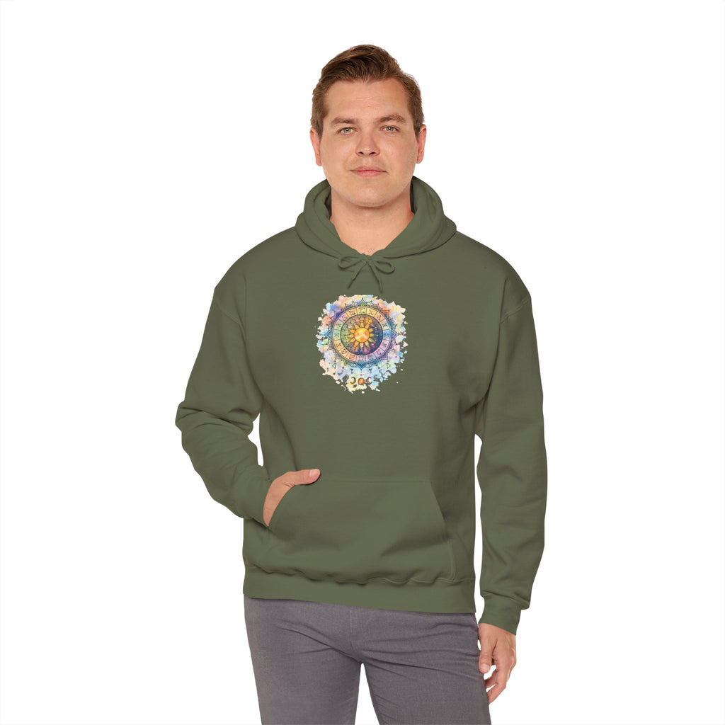 Astrology Compass Hoodie — Boho Tie-Dye Mandala Graphic