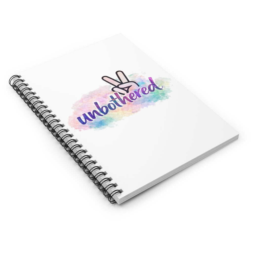 Unbothered Spiral Notebook — Peace Sign Watercolor Journal (Ruled)